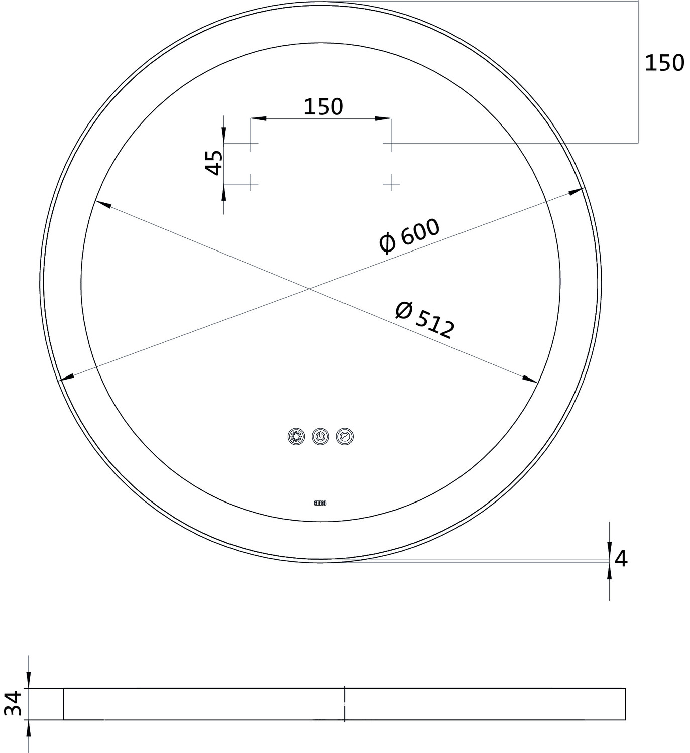 emco Lichtspiegel „round“ 60 × 60 cm