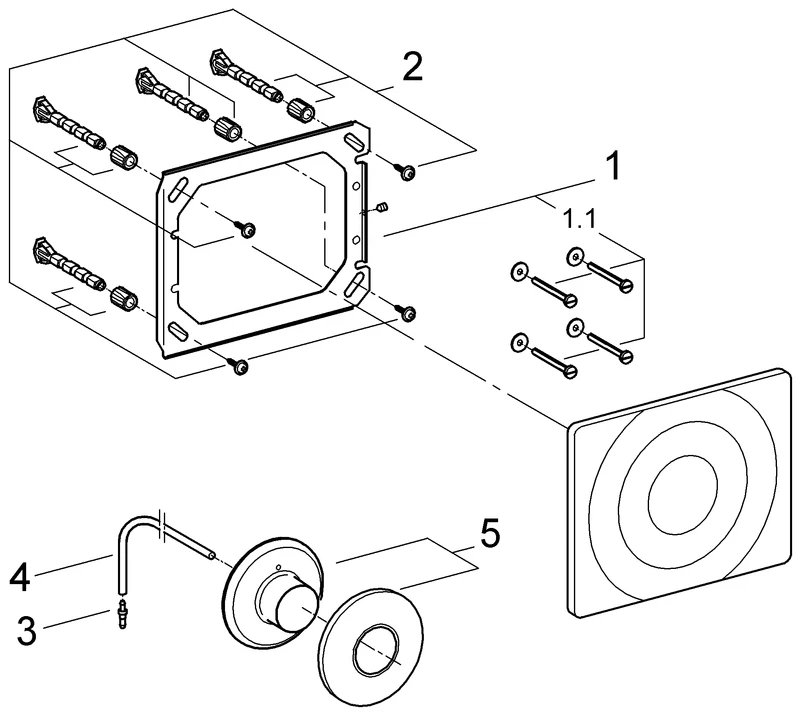 Pneumatik-Betätigung 37059, Hand-Fernbetätigung, Abdeckplatte Surf 156 x 197 mm, chrom Pneumatik-Betätigung 37059, Hand-Fernbetätigung, Abdeckplatte Surf 156 x 197 mm, chrom
