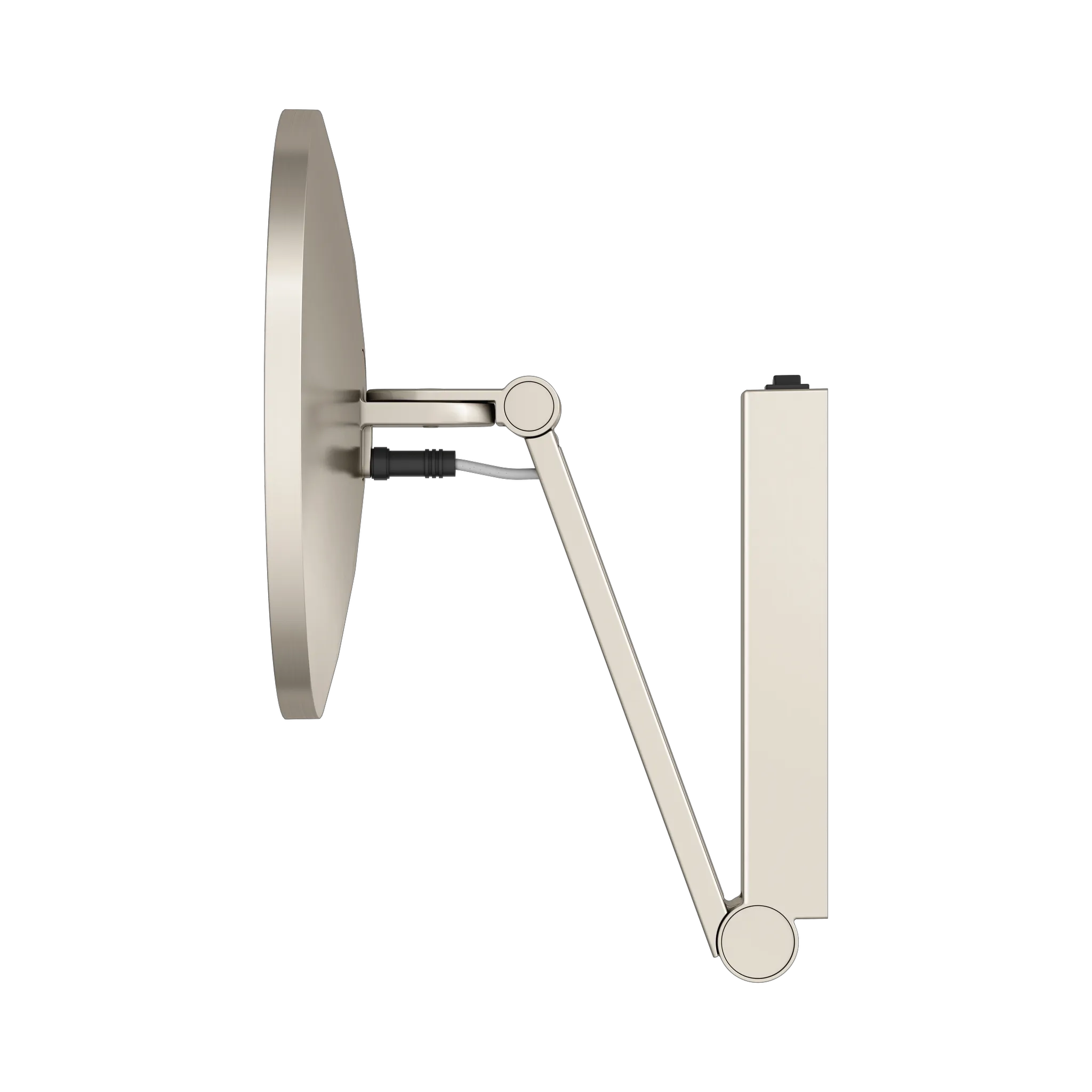 KEUCO Kosmetikspiegel mit Unterputz-Kabelführung „iLook_move“ Rund, mit Beleuchtung in Nickel (gebürstet), ⌀ 212 mm