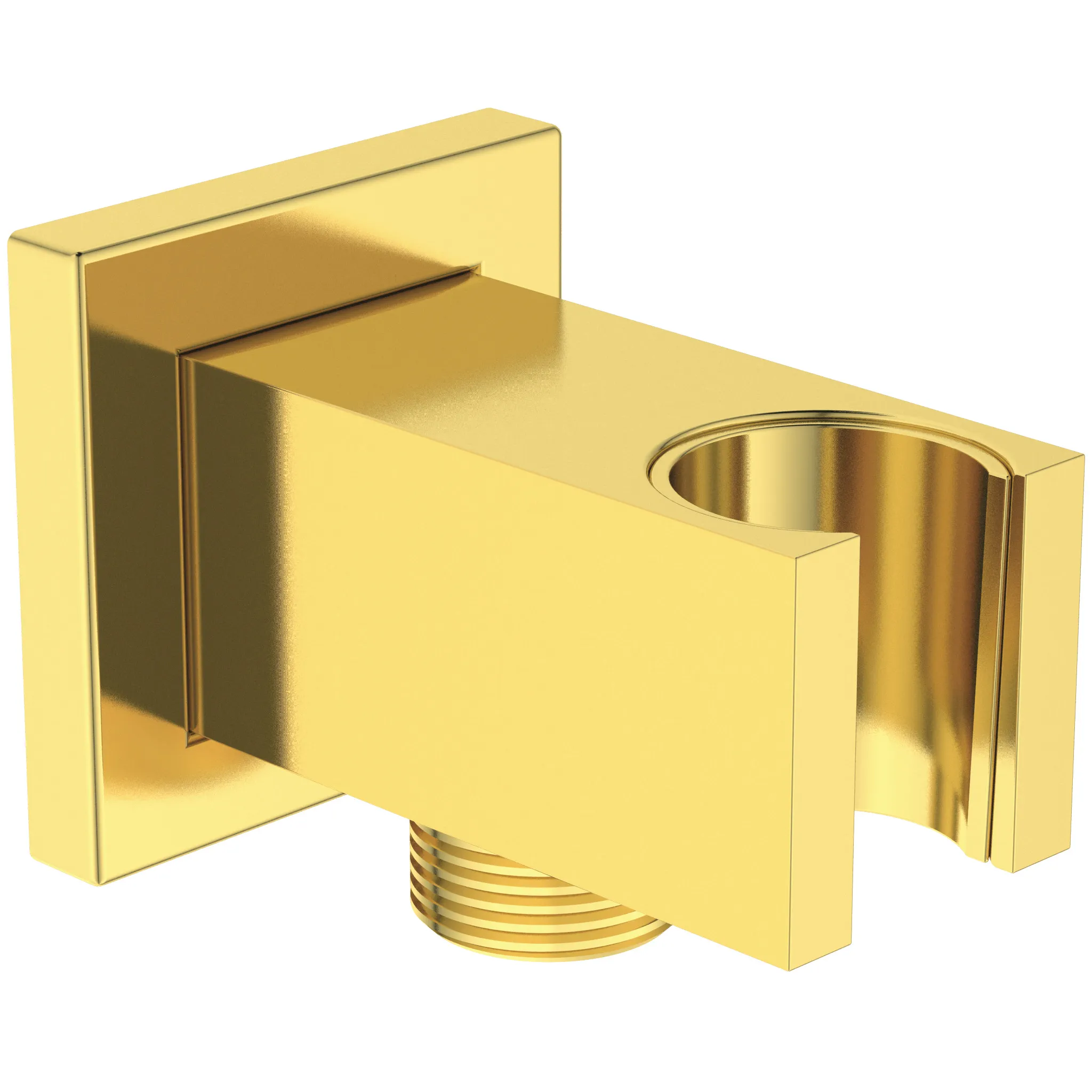 Wandhalter Idealrain, mit eckiger Rosette, für Handbrause und Brauseschlauch G1/2, Brushed Gold Wandhalter Idealrain, mit eckiger Rosette, für Handbrause und Brauseschlauch G1/2, Brushed Gold