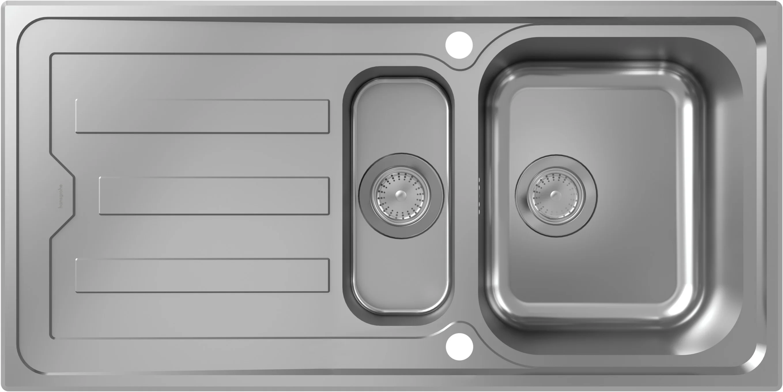 Hansgrohe Einbauspüle S44 Edelstahl 980 x 480 mm mit automatischer Ablaufgarnitur und Abtropffläche