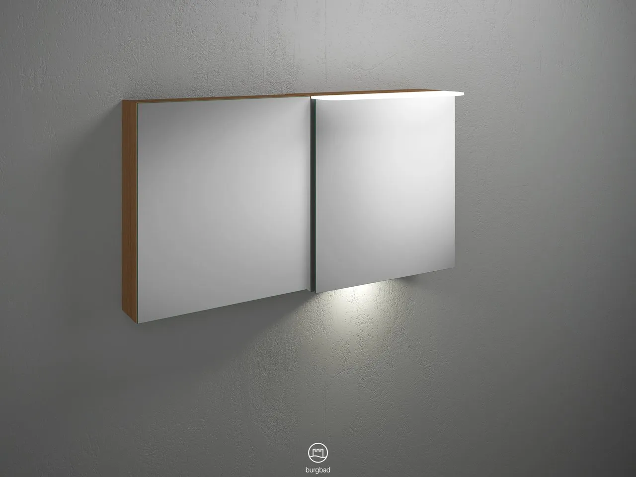 Burgbad Spiegelschrank Badu SFUB120, 310x1200x665 mm, LED-Aufsatzleuchte 4200 K, Schalter-Steckdosenelement, Glaseinlegeböden
