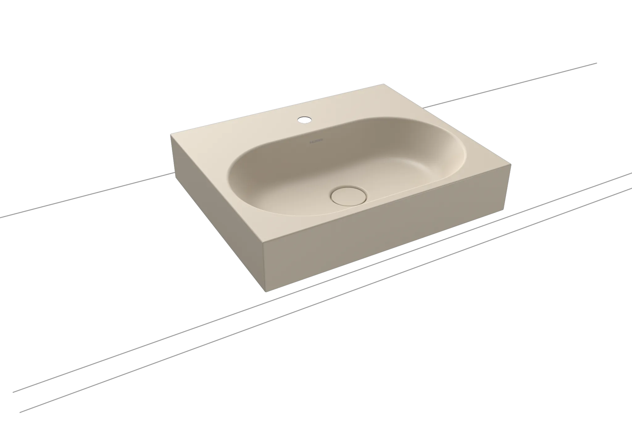 Aufsatzwaschtisch „Centro“ 60 × 50 cm, mit Hahnlochbohrung in warm beige 20, mit Perl-Effekt Aufsatzwaschtisch „Centro“ 60 × 50 cm, mit Hahnlochbohrung in warm beige 20, mit Perl-Effekt