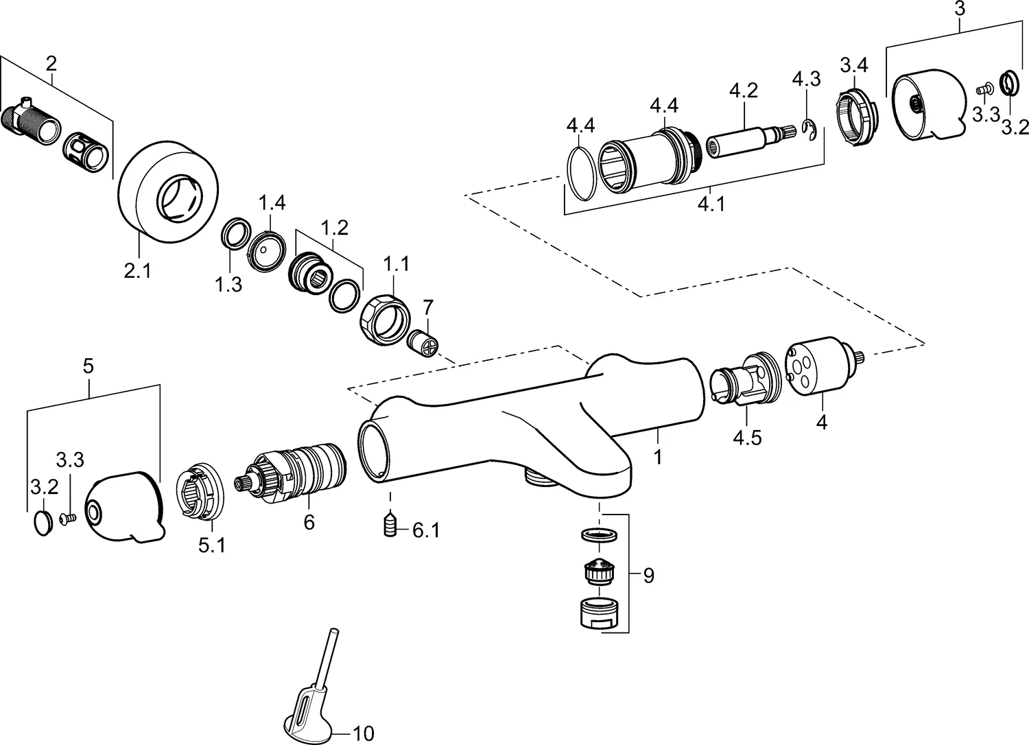 HansaMEDIPRO Wannen- und Brausearmatur HansaMEDIPRO 5810 Ausladung 197 mm DN15 Chrom