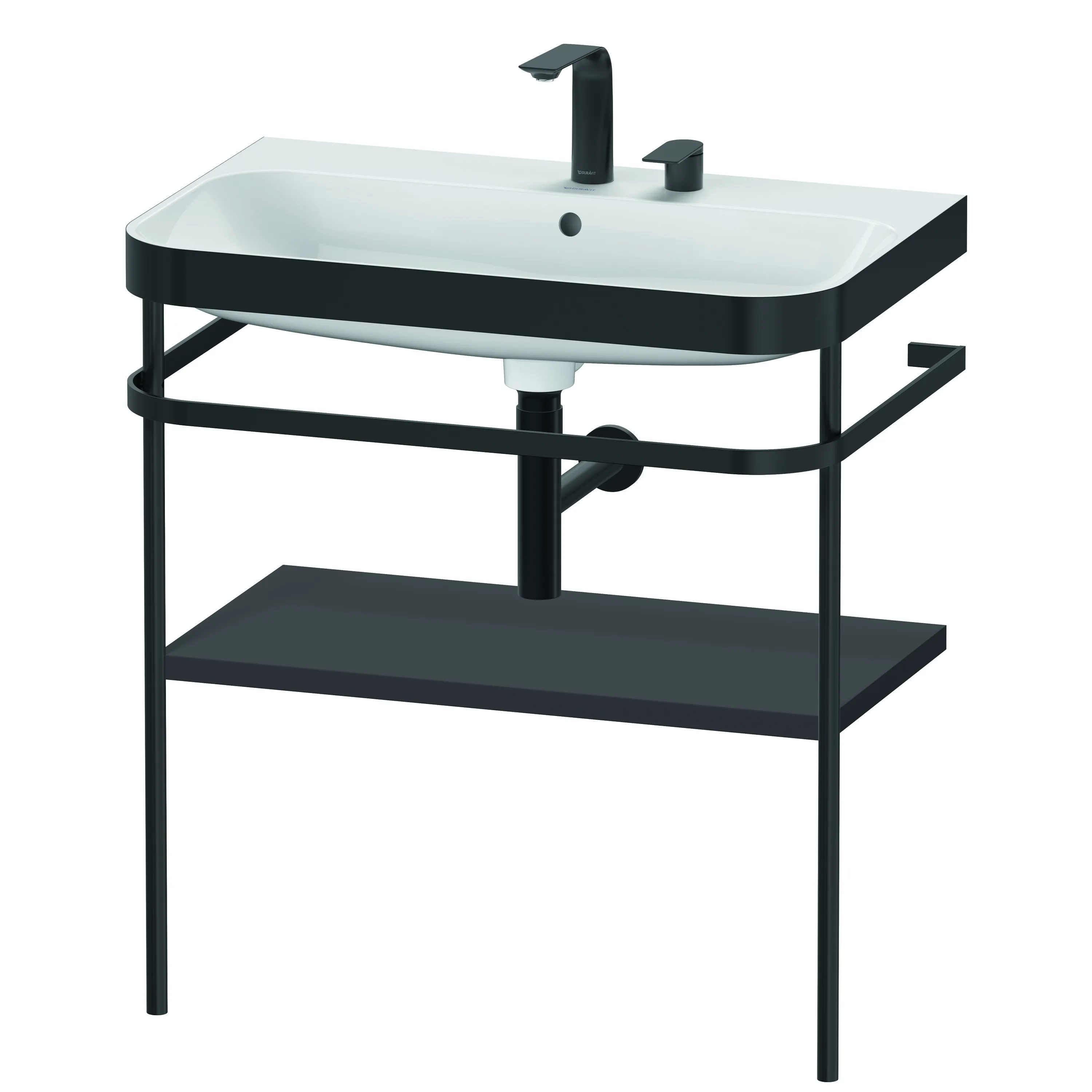 Duravit Waschtischunterschrank mit Metallkonsole „Happy D.2 Plus“ 77,5 × 85 × 49 cm in Graphit Supermatt