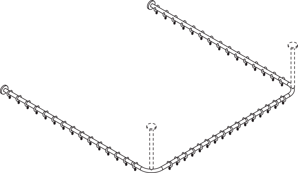 HEWI Duschvorhangstange „System 900“ 150 × 154,5 cm