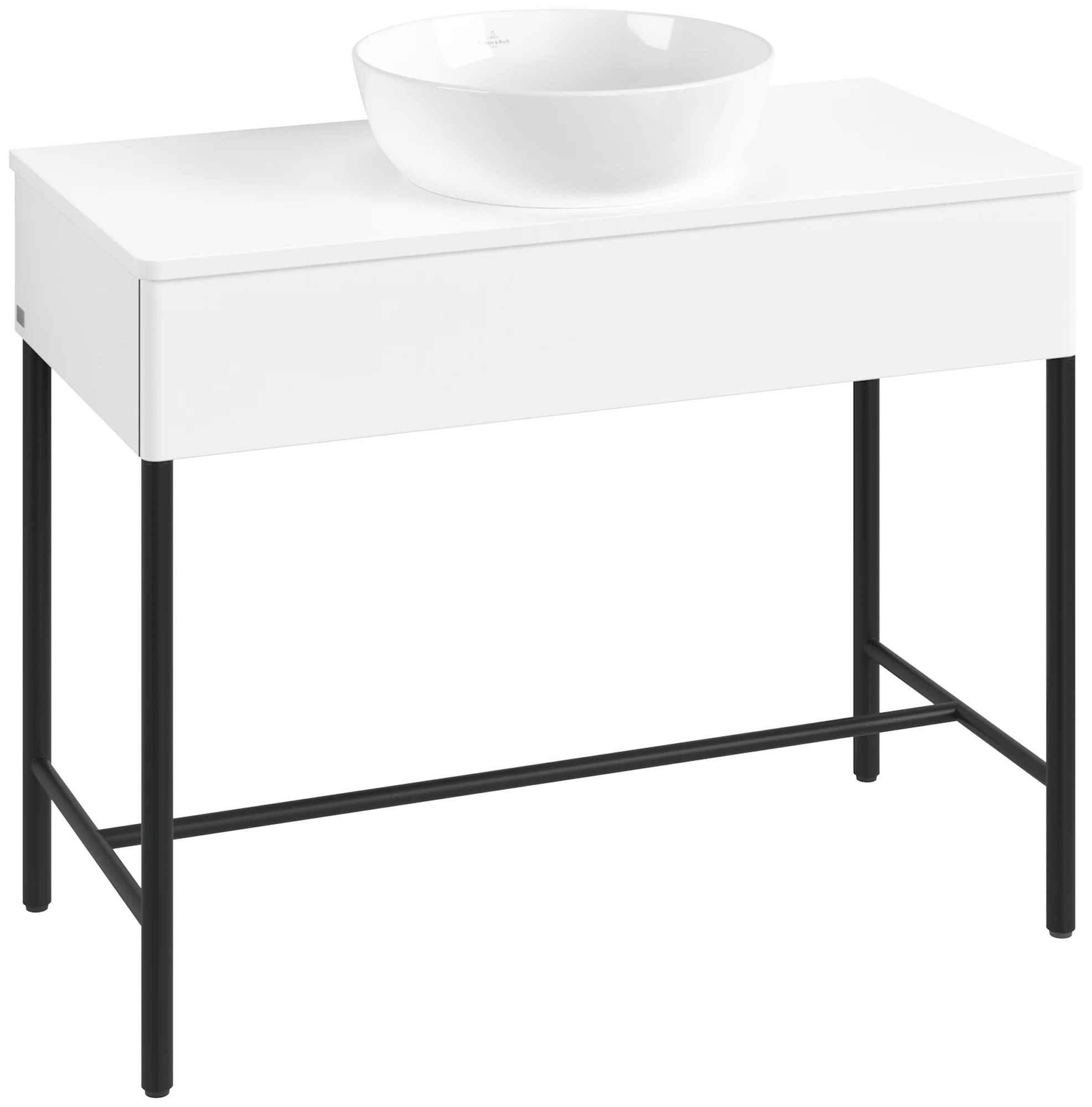 Villeroy & Boch Waschbeckenunterschrank Artis, Eckig White Matt Lacquer, 1000x782x500mm, mit Metallgestell und Push-to-open Funktion