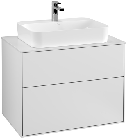 Villeroy & Boch Waschtischunterschrank „Finion“ für Schrankwaschtisch 80 × 60,3 × 50,1 cm 2 Schubladen, für Waschtischposition mittig, inkl. Beleuchtung in mittig