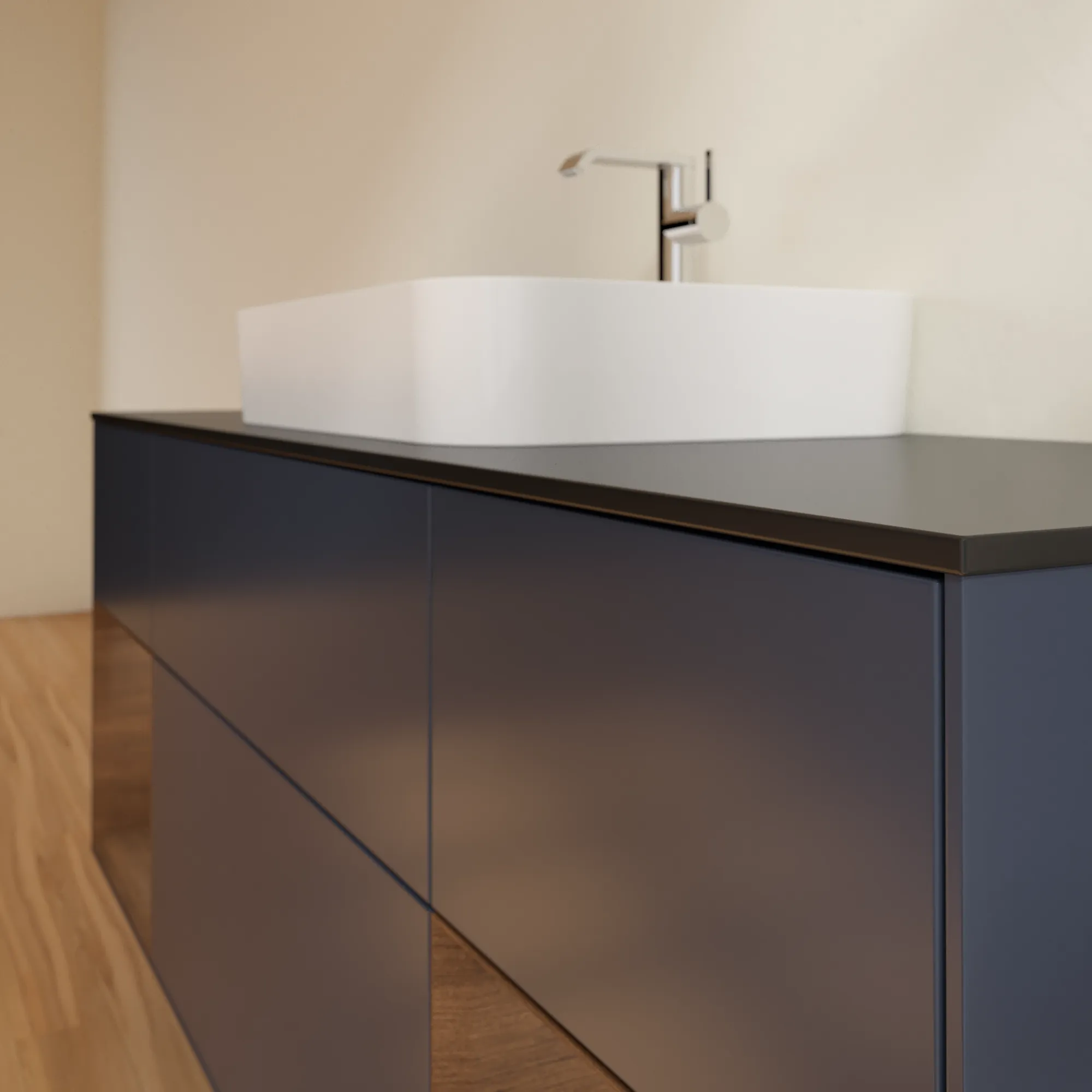 Villeroy & Boch Waschtischunterschrank „Finion“ für Schrankwaschtisch 1600 × 603 × 501 mm Midnight Blue Matt Lacquer, für Becken mittig