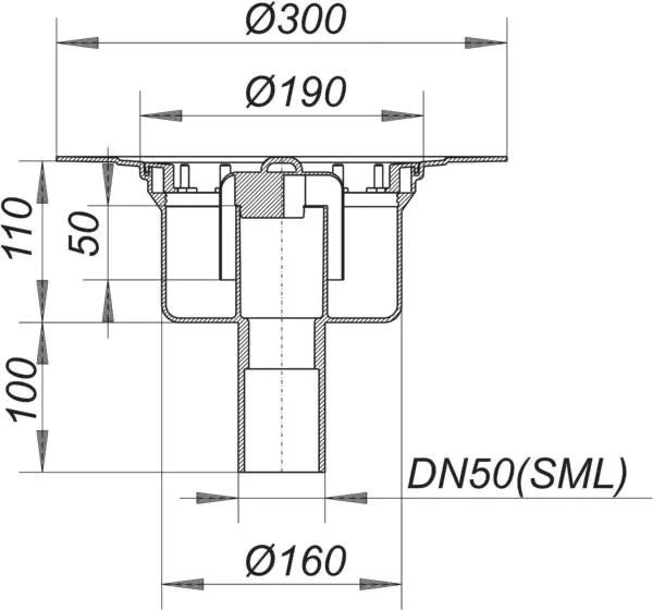 Ablaufgehäuse 61 GA, DN 50 SML