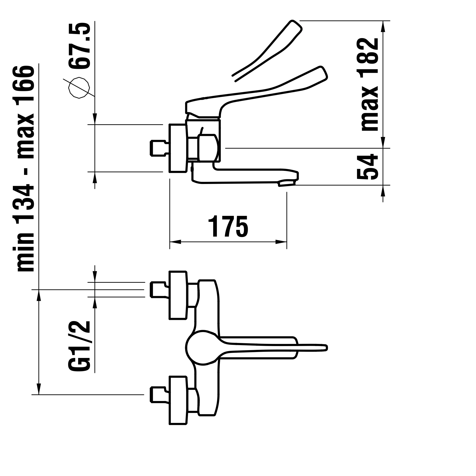 Einhebel-Wand-Waschtischmischer Citypro Liberty Ausladung 175 mm Schwenkauslauf chrom Einhebel-Wand-Waschtischmischer Citypro Liberty Ausladung 175 mm Schwenkauslauf chrom