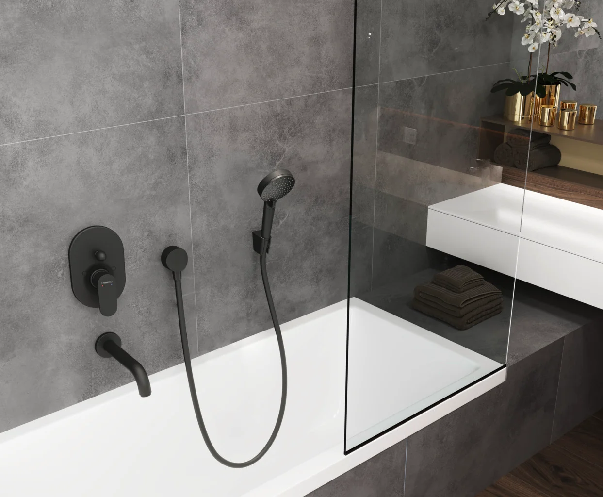 Hansgrohe FixFit Wandanschluss S mit Rückflussverhinderer, mattschwarz, DN15, G 1/2 Hansgrohe FixFit Wandanschluss S mit Rückflussverhinderer, mattschwarz, DN15, G 1/2