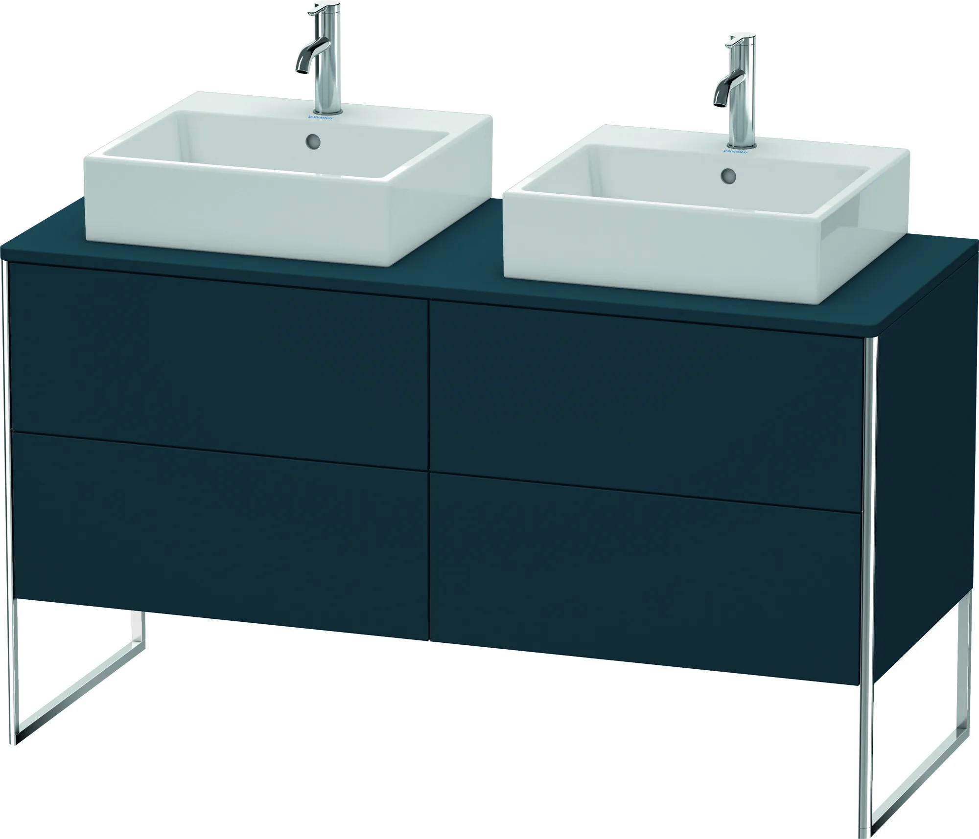 Duravit Waschtischunterschrank bodenstehend „XSquare“ 140 × 77,8 × 54,8 cm Nachtblau Seidenmatt