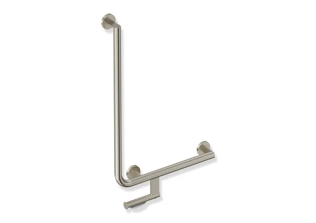 HEWI Winkelgriff mit WC-Papierrollenhalter, System 900, Edelstahl, PVD nickel gebü., 500x750 mm