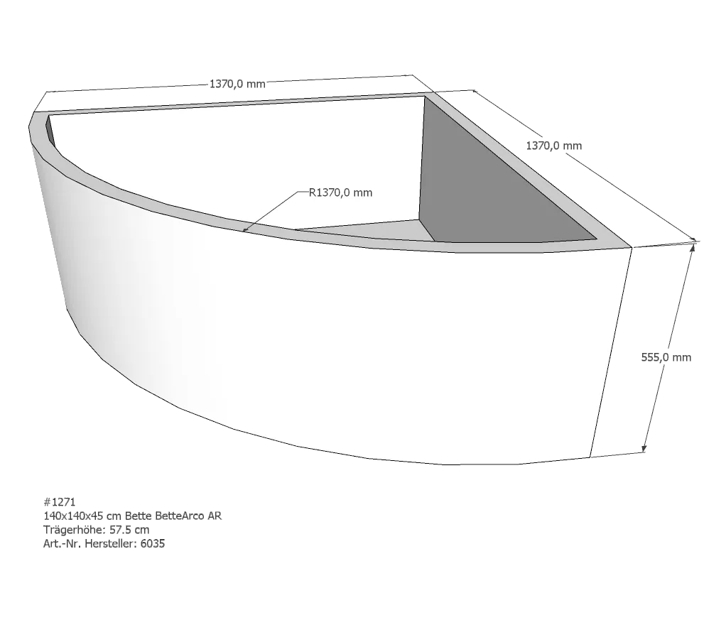 Badewannenträger für Bette Arco 140 × 140 × 45 cm Badewannenträger für Bette Arco 140 × 140 × 45 cm