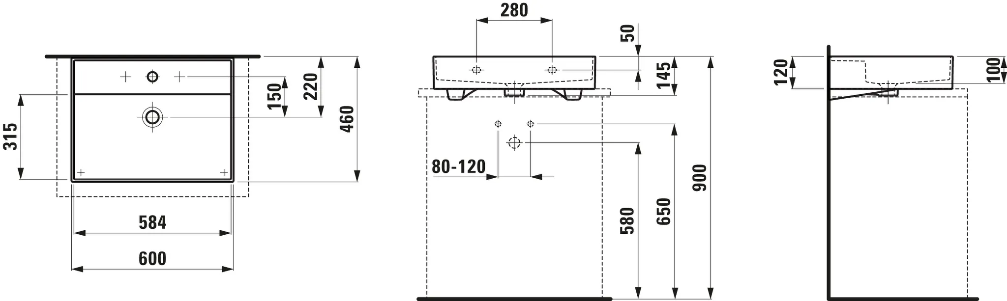 Aufsatzwaschtisch Kartell • 460x600x145 1 Hahnloch mit Überlauf weiß Aufsatzwaschtisch Kartell • 460x600x145 1 Hahnloch mit Überlauf weiß