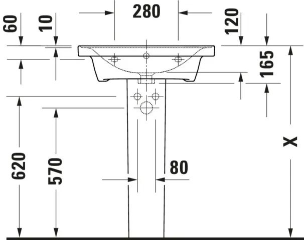 Wandwaschtisch „D-Neo“, mit Überlauf, Hahnlochposition mittig Wandwaschtisch „D-Neo“, mit Überlauf, Hahnlochposition mittig