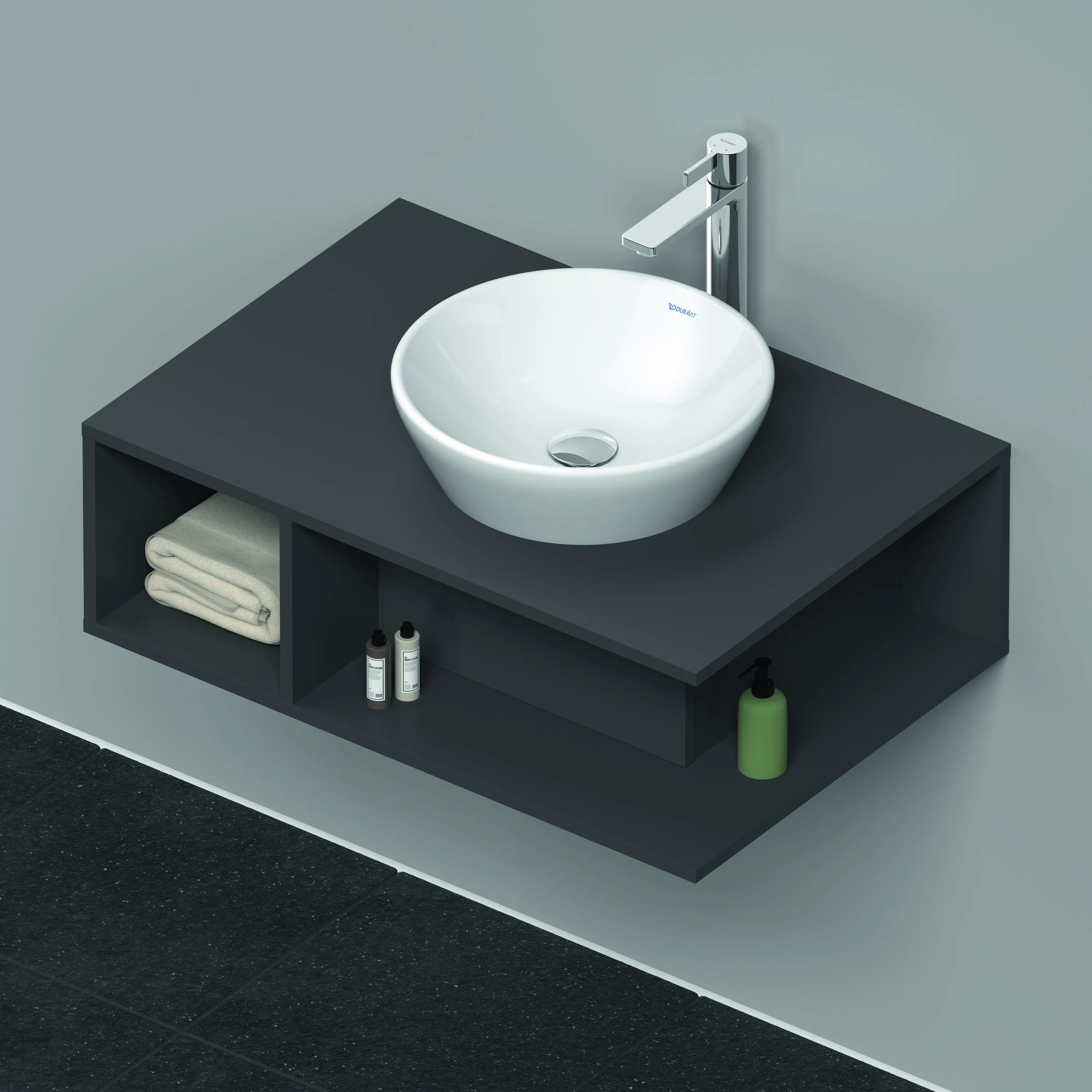 Duravit Waschtischunterschrank wandhängend „D-Neo“ 80 × 26 × 55 cm Graphit Matt