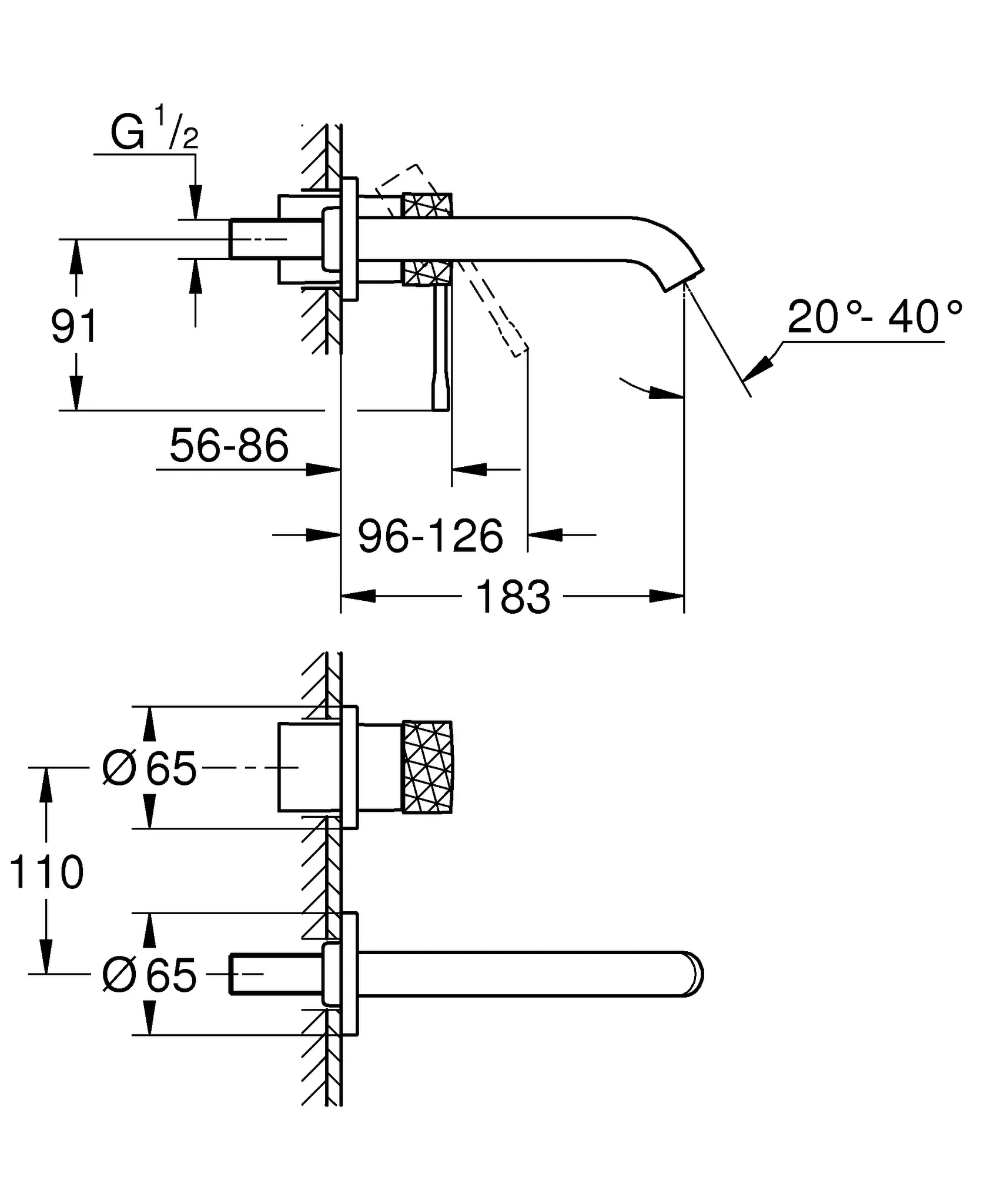 Grohe Essence 2-Loch-Waschtischbatterie Wandmontage crafted warm sunset geb.