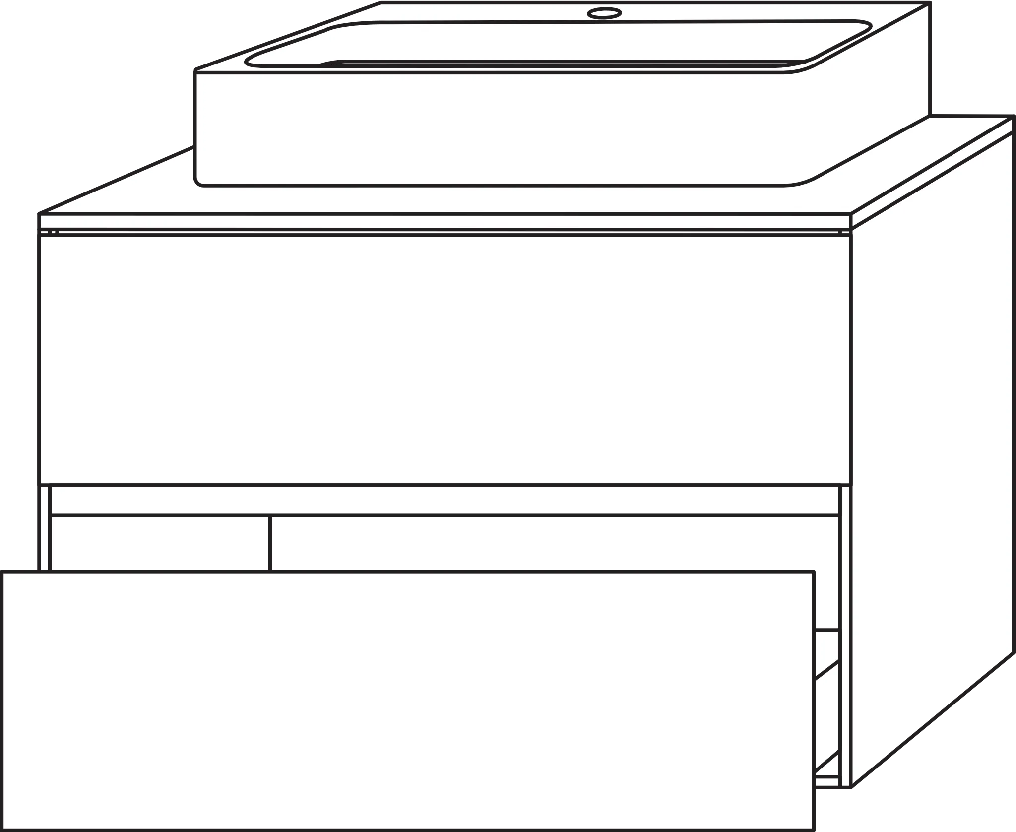 Waschtischunterbau mit Auszügen Solo One (PS212) 561x800x520 Eiche-Nebraska