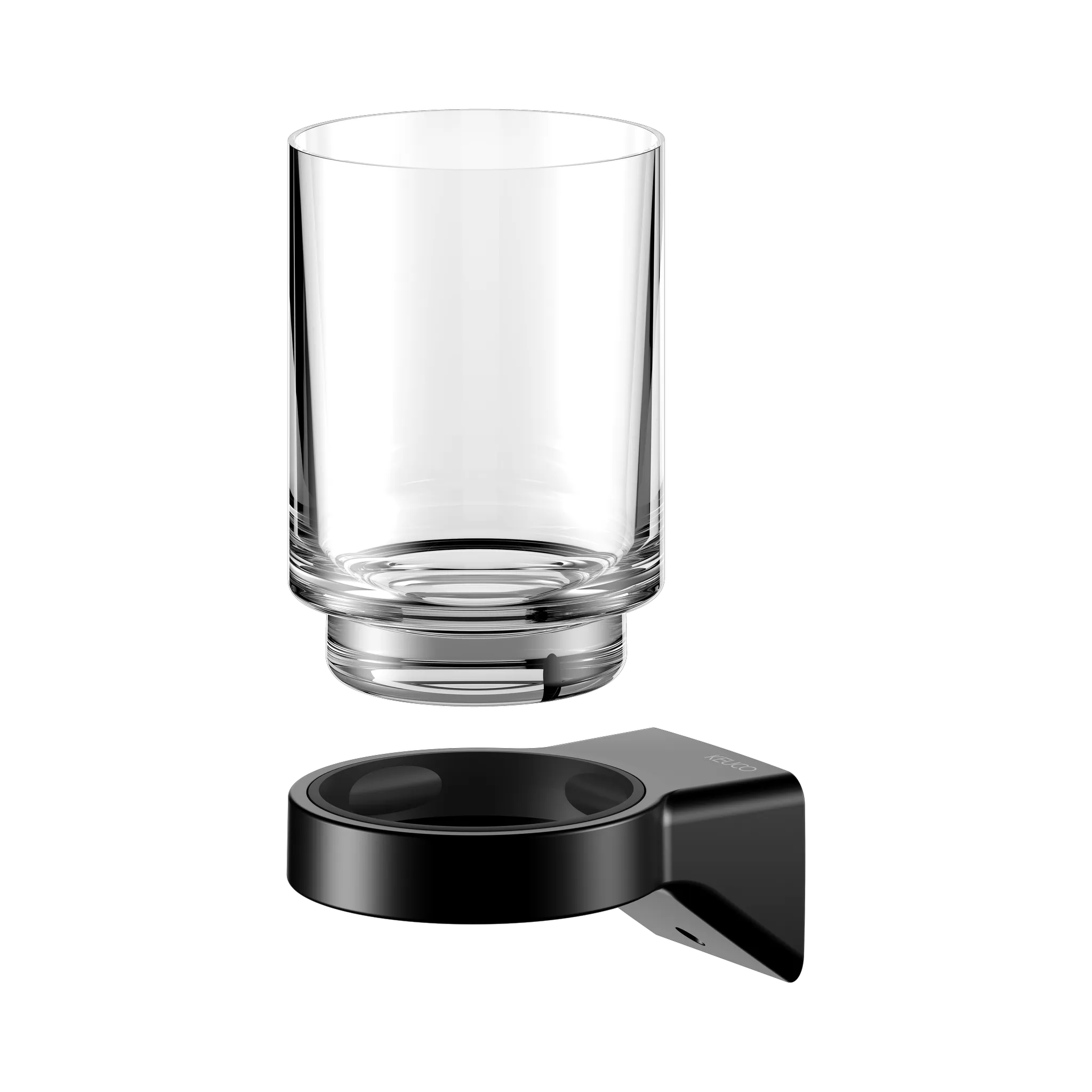 KEUCO AVENO Glashalter mit Echtkristall-Glas schwarz matt