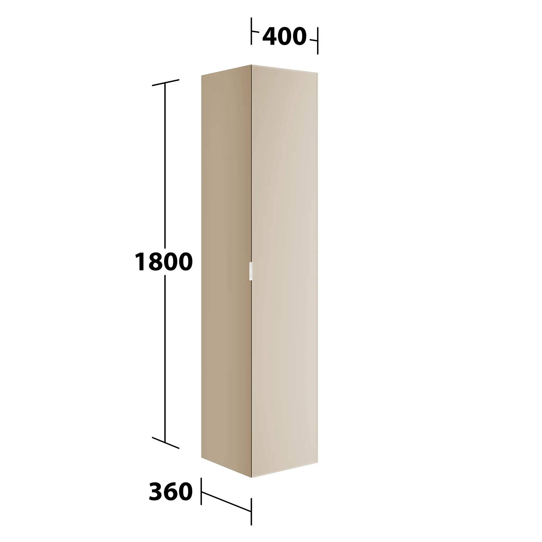 KEUCO Hochschrank „Edition 11 Art“ Sand (Glas, satiniert), Sand (Lack, seidenmatt), Anschlag rechts, mit Steckdose 400 × 1800 × 360 mm