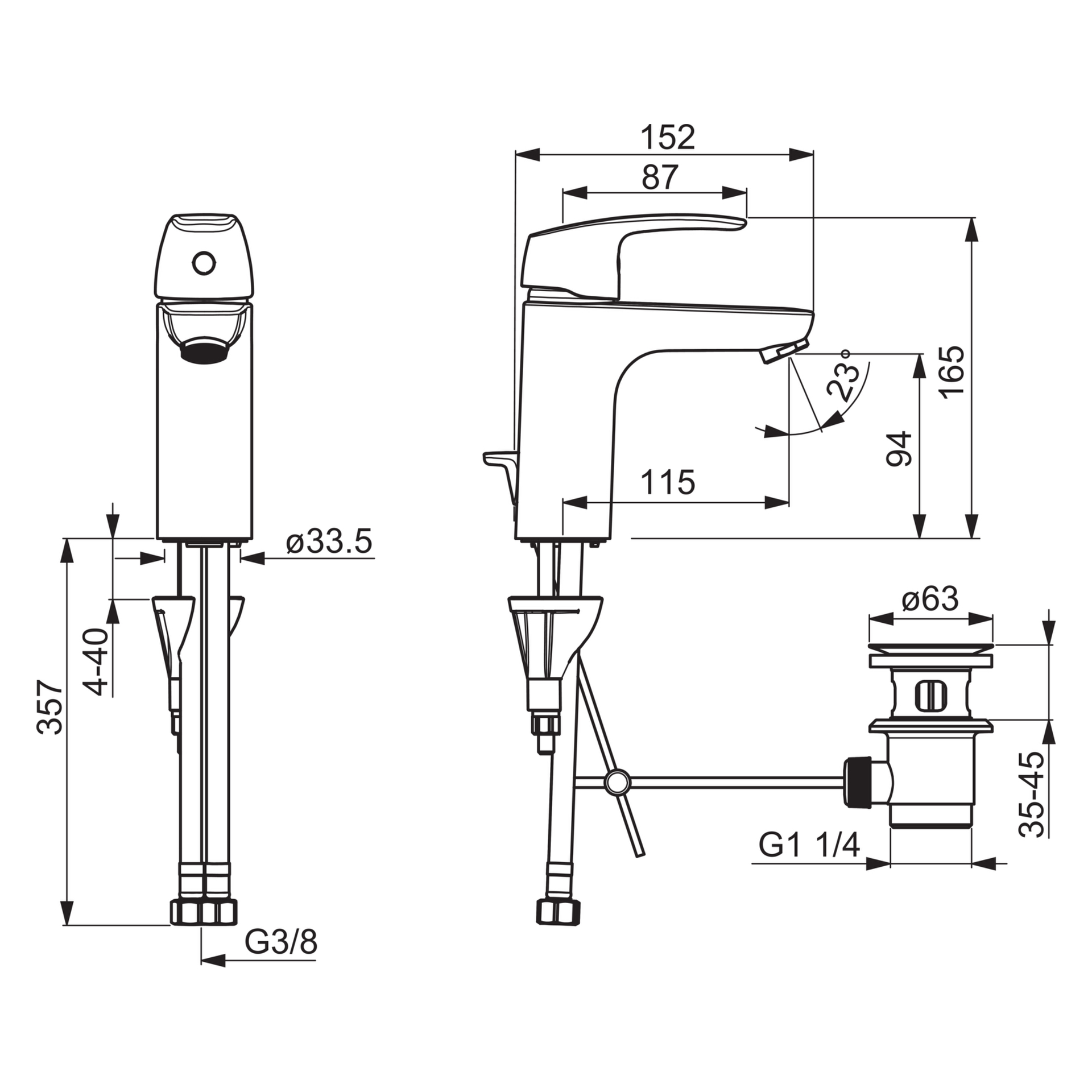 Einhebelmischer Waschtischbatterie „Pinto XL“ in Chrom Einhebelmischer Waschtischbatterie „Pinto XL“ in Chrom