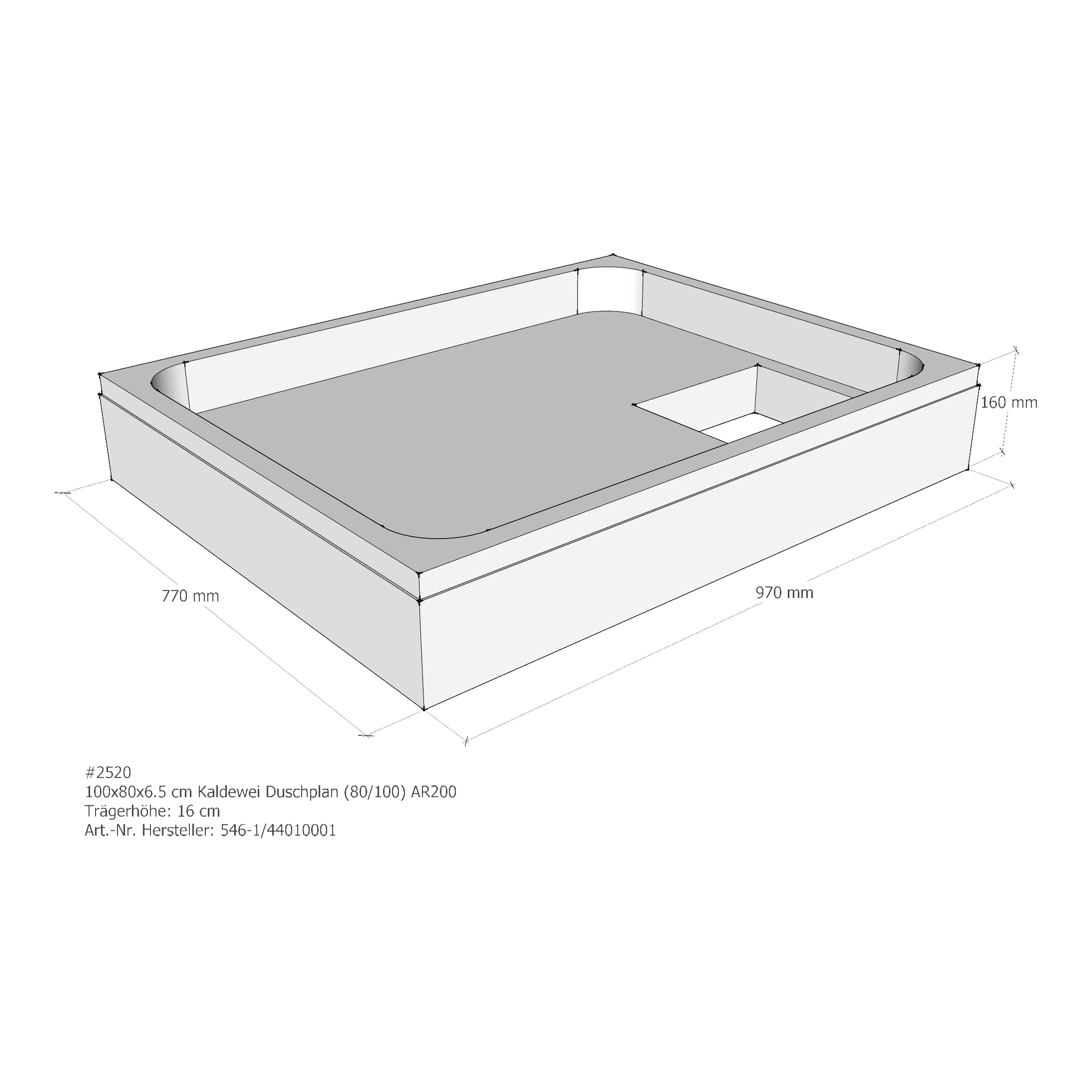 Duschwannenträger für Kaldewei Duschplan 100 × 80 × 6,5 cm