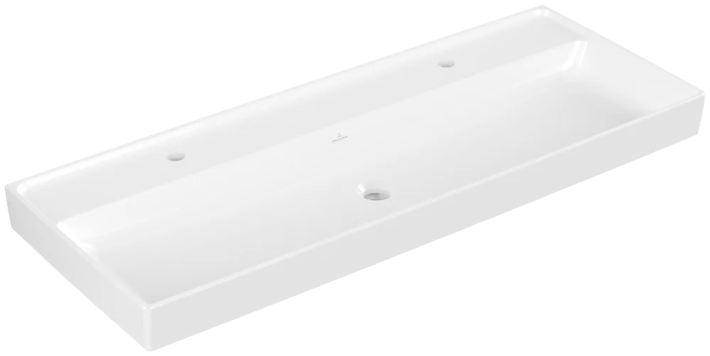 Villeroy & Boch Schrankwaschtisch Collaro 4A33C1, 1200x470x160mm, weiß Alpin CeramicPlus, glänzend, TitanCeram, Metropolitan Stil, ohne Überlauf, für zwei 1-Loch-Armaturen