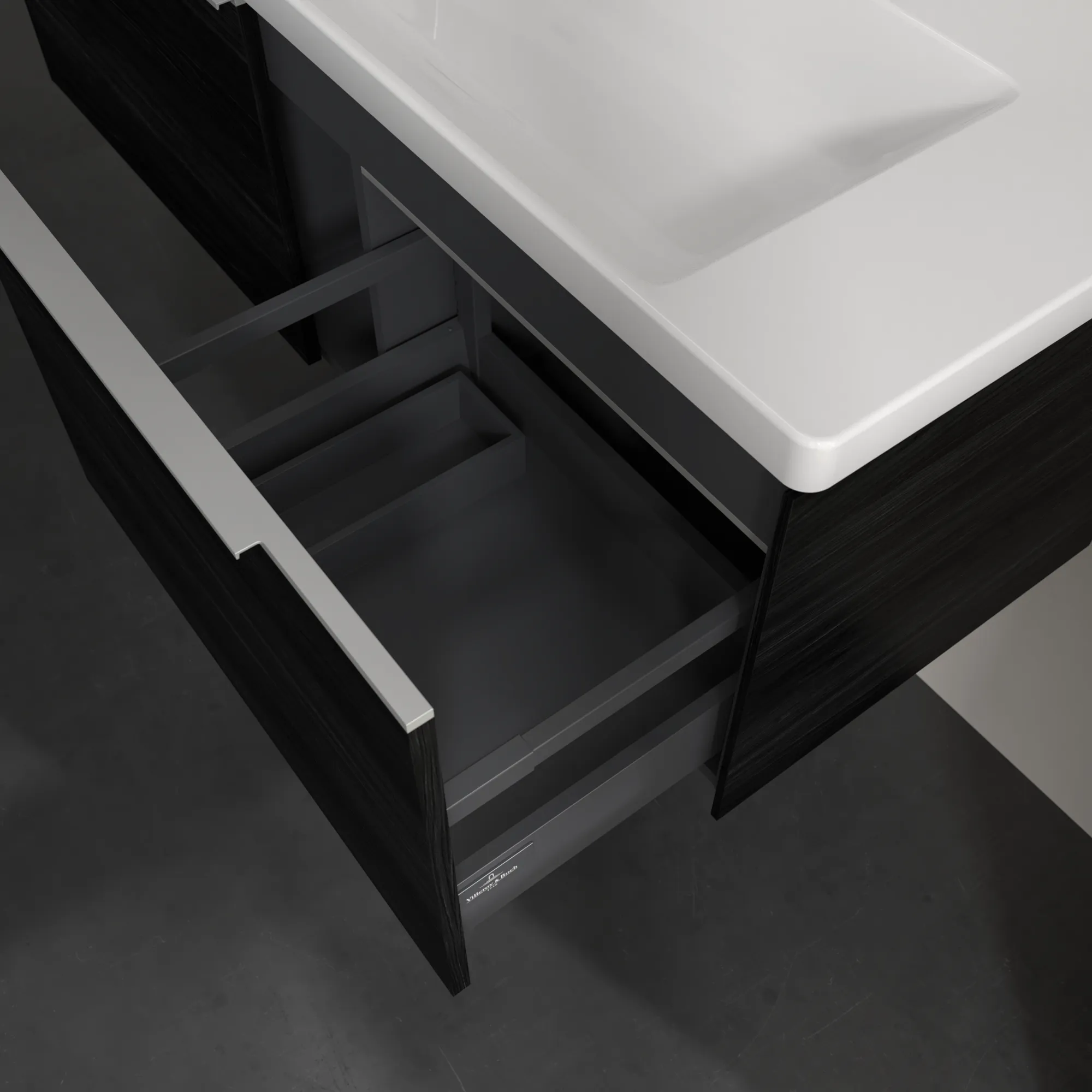 Villeroy & Boch Waschtischunterschrank „Subway 3.0“ für Schrankwaschtisch 1272 × 429 × 478 mm Black Oak, für Becken mittig Villeroy & Boch Waschtischunterschrank „Subway 3.0“ für Schrankwaschtisch 1272 × 429 × 478 mm Black Oak, für Becken mittig