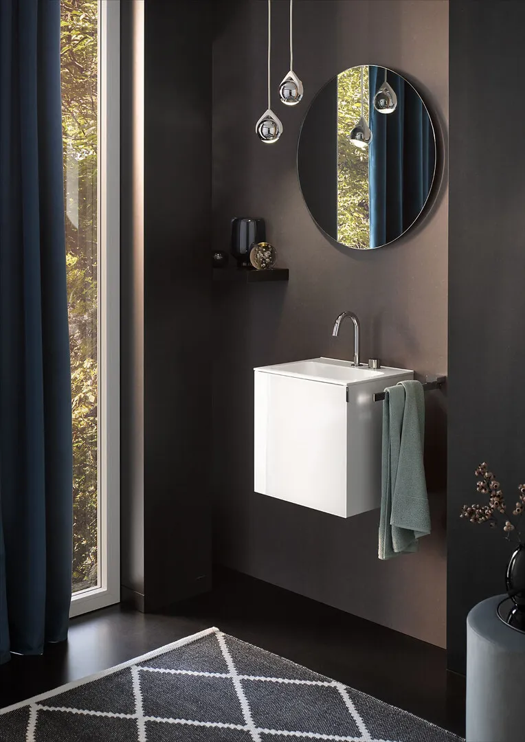 Waschbecken evo, 1x Bohrung, 400 mm, weiss Waschbecken evo, 1x Bohrung, 400 mm, weiss