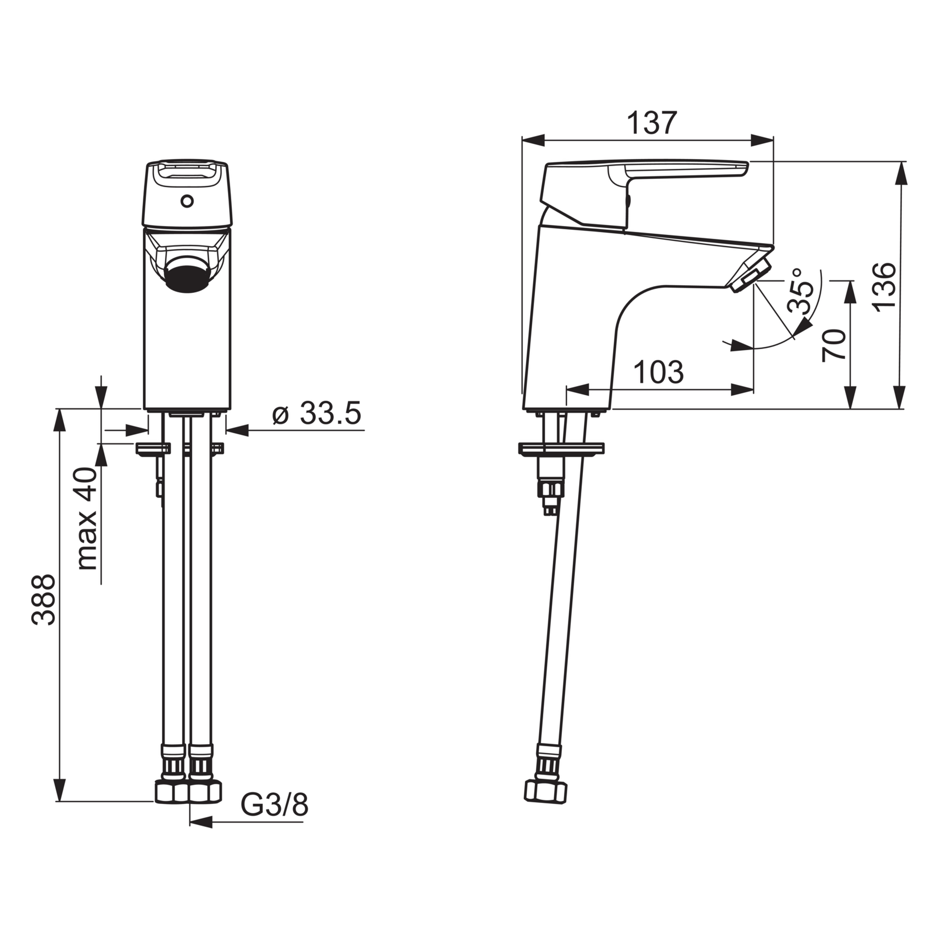 Einhand-Waschtischarmatur „Polo“ Ausladung 103 mm in Chrom Einhand-Waschtischarmatur „Polo“ Ausladung 103 mm in Chrom