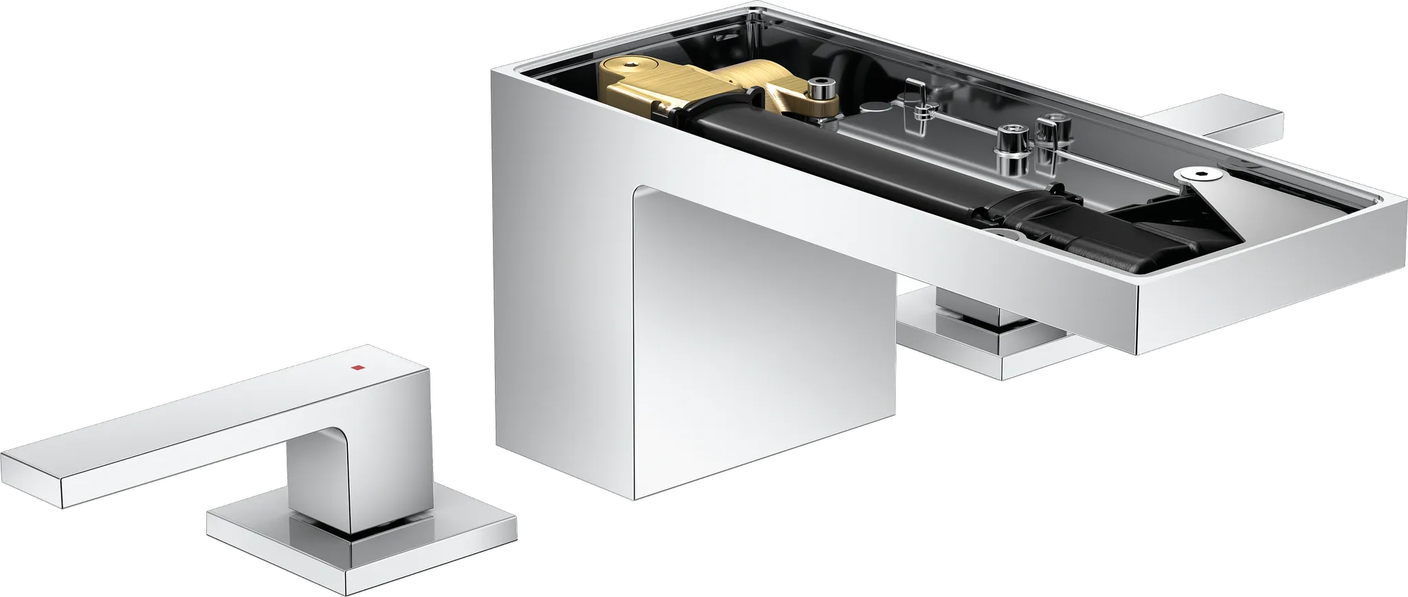 Hansgrohe AXOR MyEdition 3-Loch Waschtischarmatur 70 mit Push-Open Ablaufgarnitur, Chrom Hansgrohe AXOR MyEdition 3-Loch Waschtischarmatur 70 mit Push-Open Ablaufgarnitur, Chrom