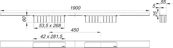 Duschrinne CeraWall Select Duo Edelstahl poliert, 1900 mm Duschrinne CeraWall Select Duo Edelstahl poliert, 1900 mm