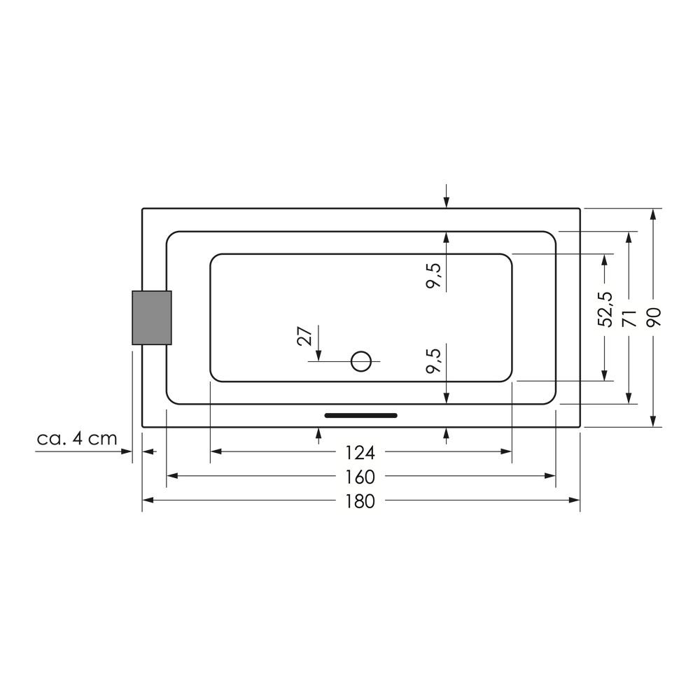 repaBAD Badewanne „Livorno“ rechteck 1800 × 900 mm in Weiß repaBAD Badewanne „Livorno“ rechteck 1800 × 900 mm in Weiß