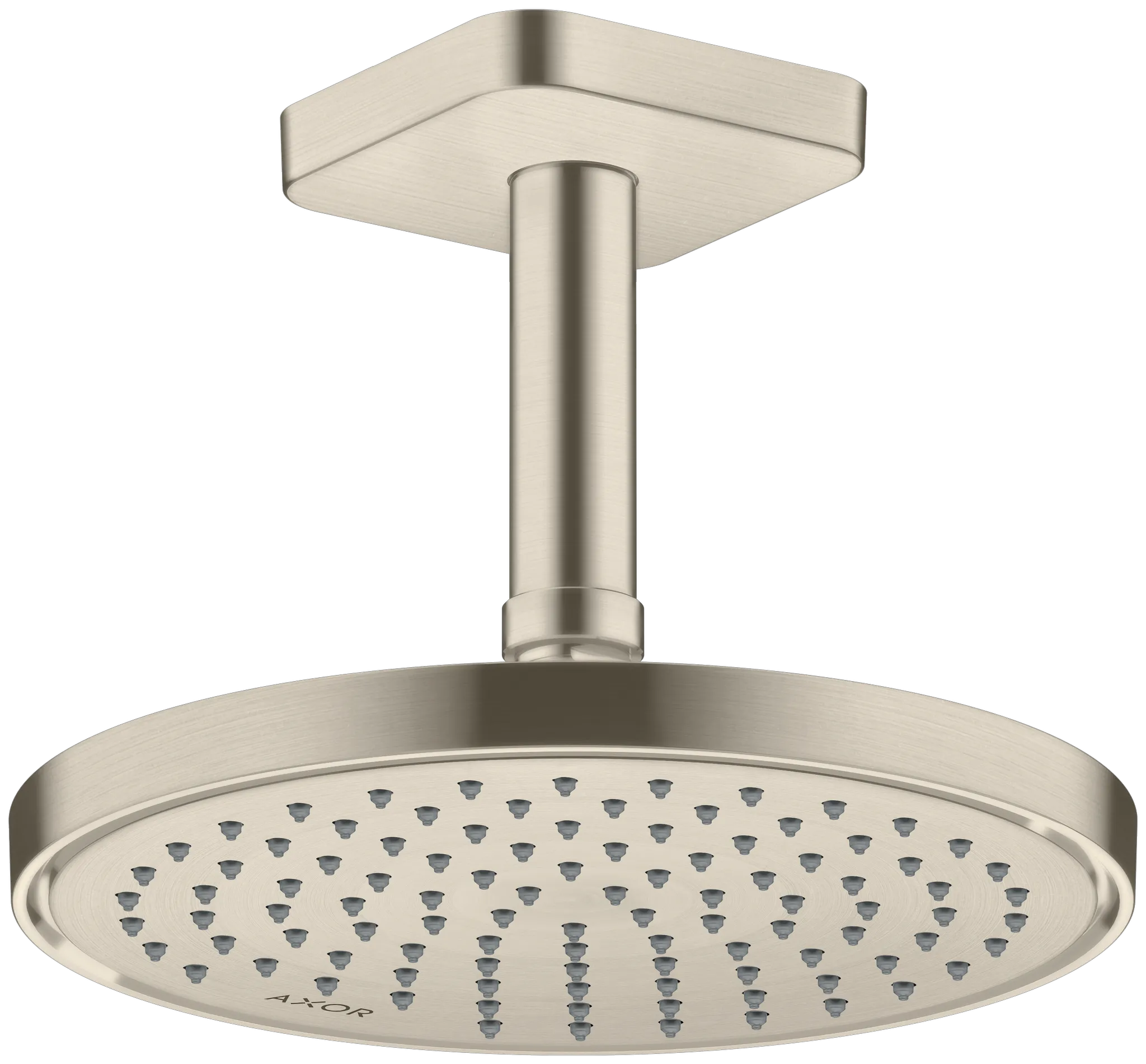 Hansgrohe AXOR ShowerSolutions Deckenanschluss 100 mm softsquare Brushed Nickel Aufputzmontage Messing G 1/2 Hansgrohe AXOR ShowerSolutions Deckenanschluss 100 mm softsquare Brushed Nickel Aufputzmontage Messing G 1/2