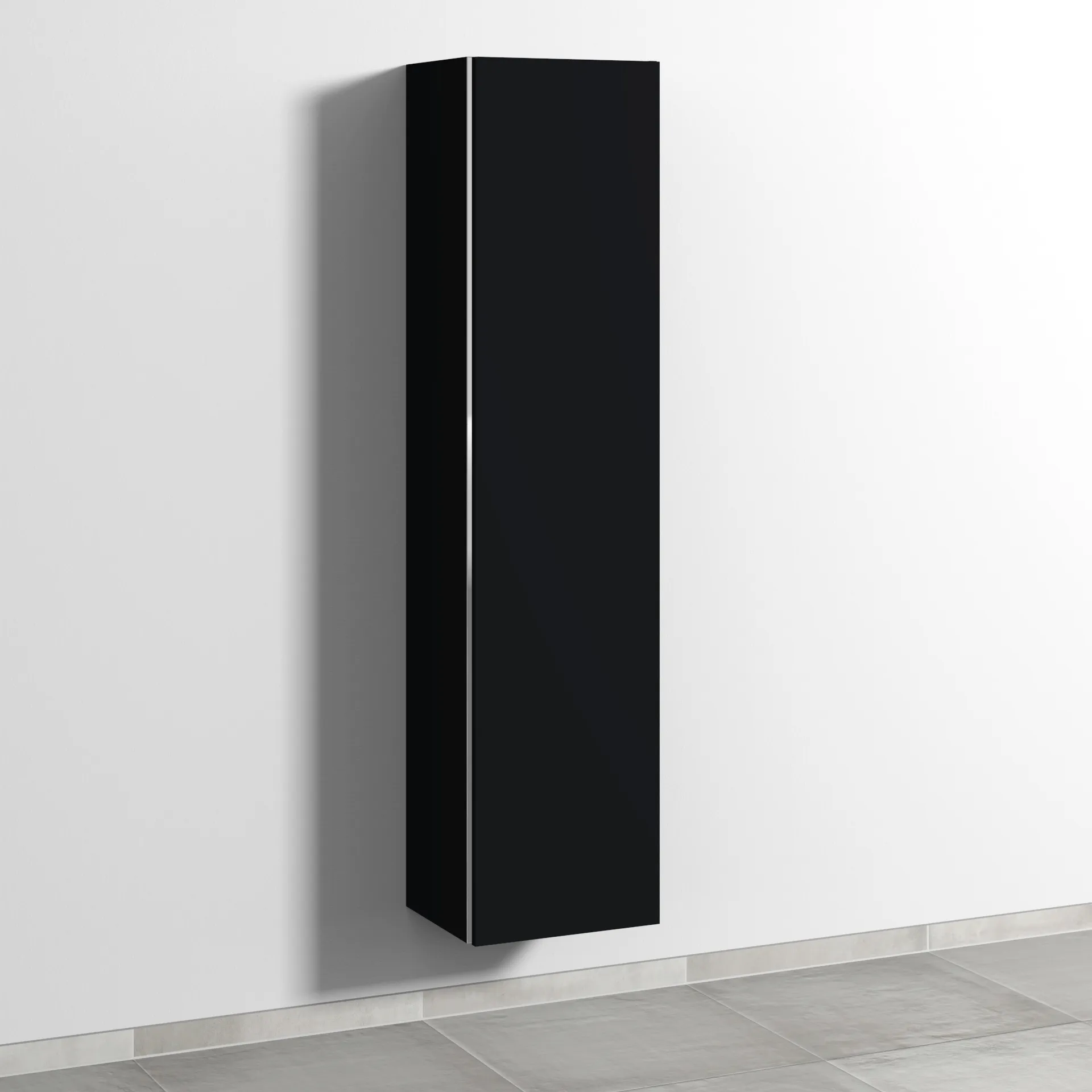 Sanipa Hochschrank „3way“ 400 × 1700 × 345 mm Anschlag rechts, in Schwarz (matt), Anschlag rechts