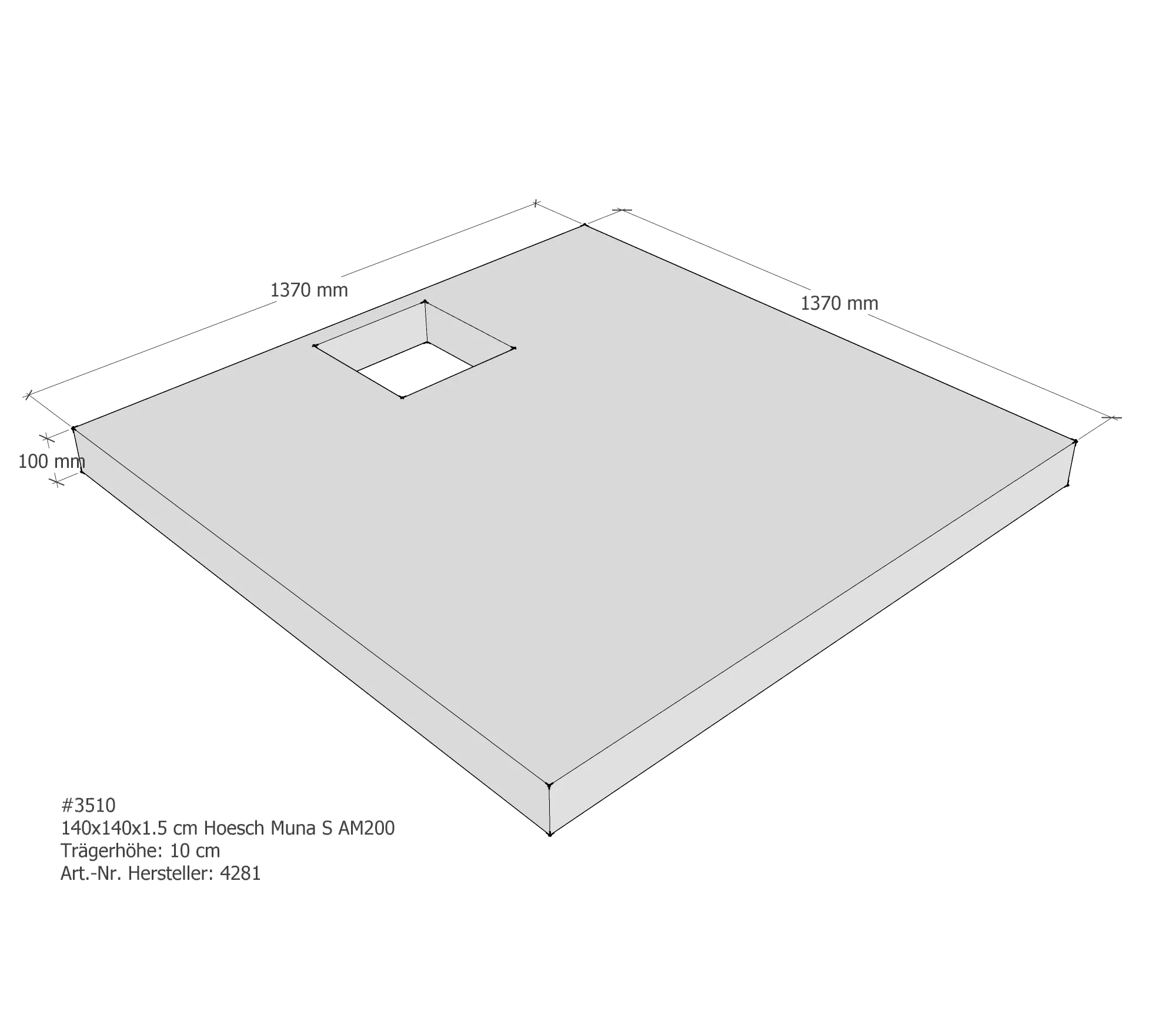 Duschwannenträger für Hoesch Muna S 140 × 140 × 1,5 cm Duschwannenträger für Hoesch Muna S 140 × 140 × 1,5 cm