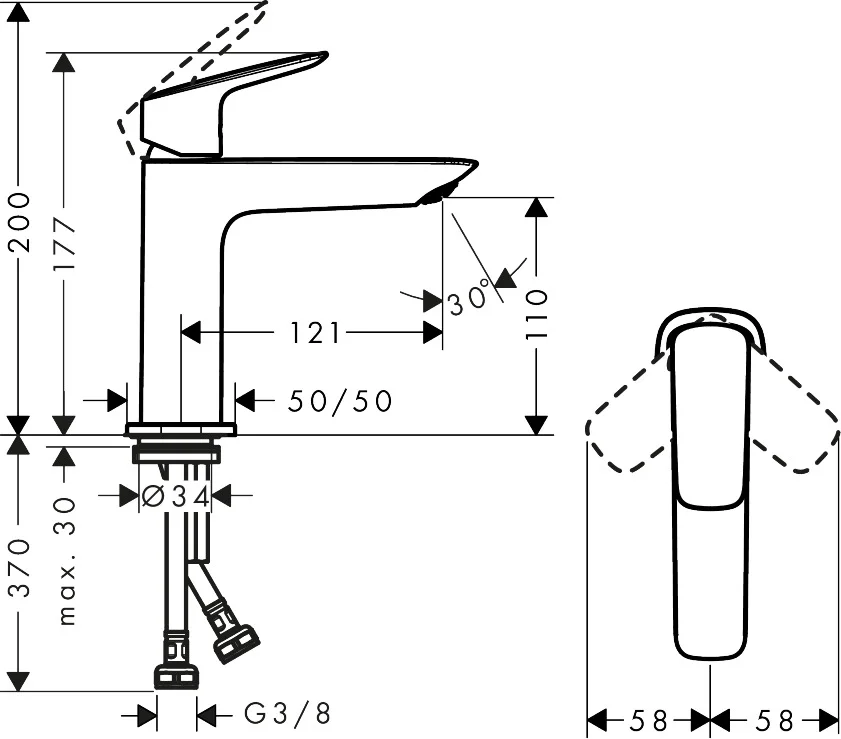 Logis Einhebel-Waschtischmischer 110 Fine mit Push-Open Ablaufgarnitur, Chrom