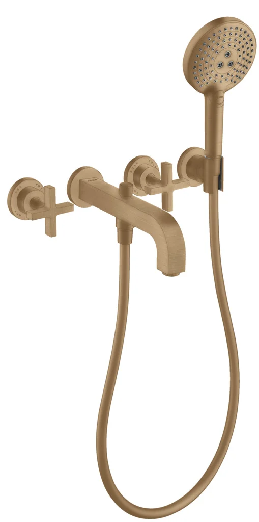 Hansgrohe AXOR Citterio 3-Loch Wannenarmatur Brushed Bronze, Ausladung 222 mm, Wandmontage