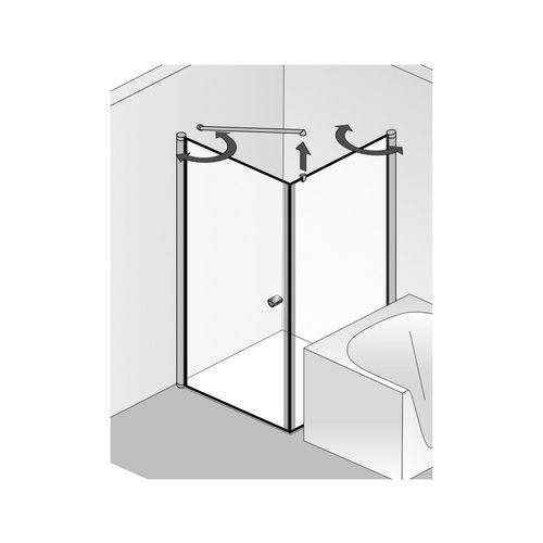 HSK teilgerahmte Duschtür Drehtür für wegschwenkbare Seitenwand „Exklusiv“ in Glas Klar hell, Profile Alu Silber-matt,
