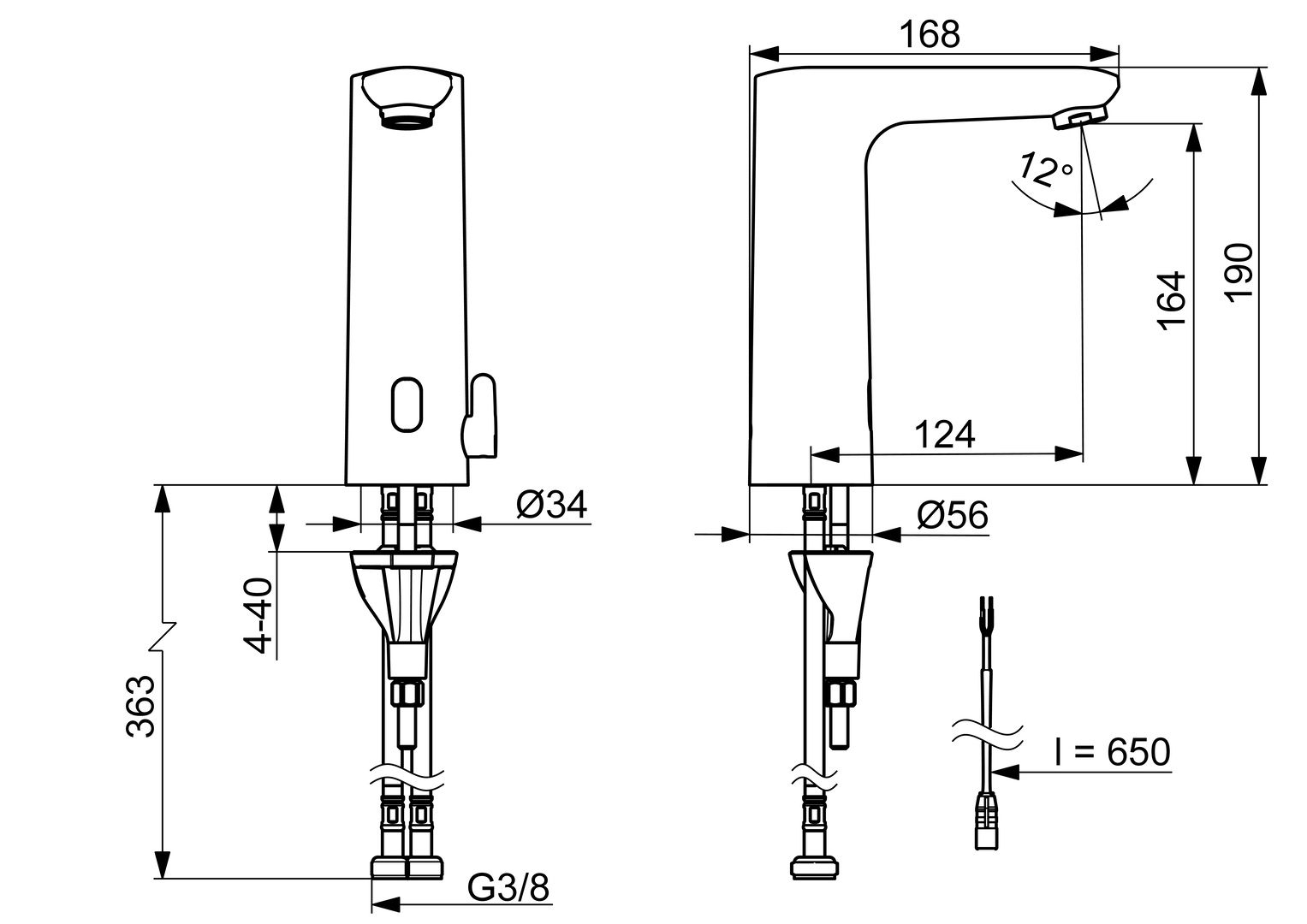 Hansa Waschtischarmatur, elektronisch „Electra“ Ausladung 124 mm in Chrom Hansa Waschtischarmatur, elektronisch „Electra“ Ausladung 124 mm in Chrom