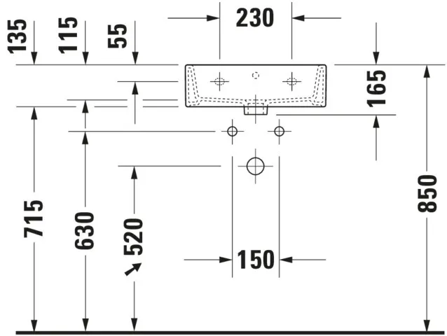 Wandwaschtisch „Vero Air“, mit Überlauf, Hahnlochposition mittig Wandwaschtisch „Vero Air“, mit Überlauf, Hahnlochposition mittig