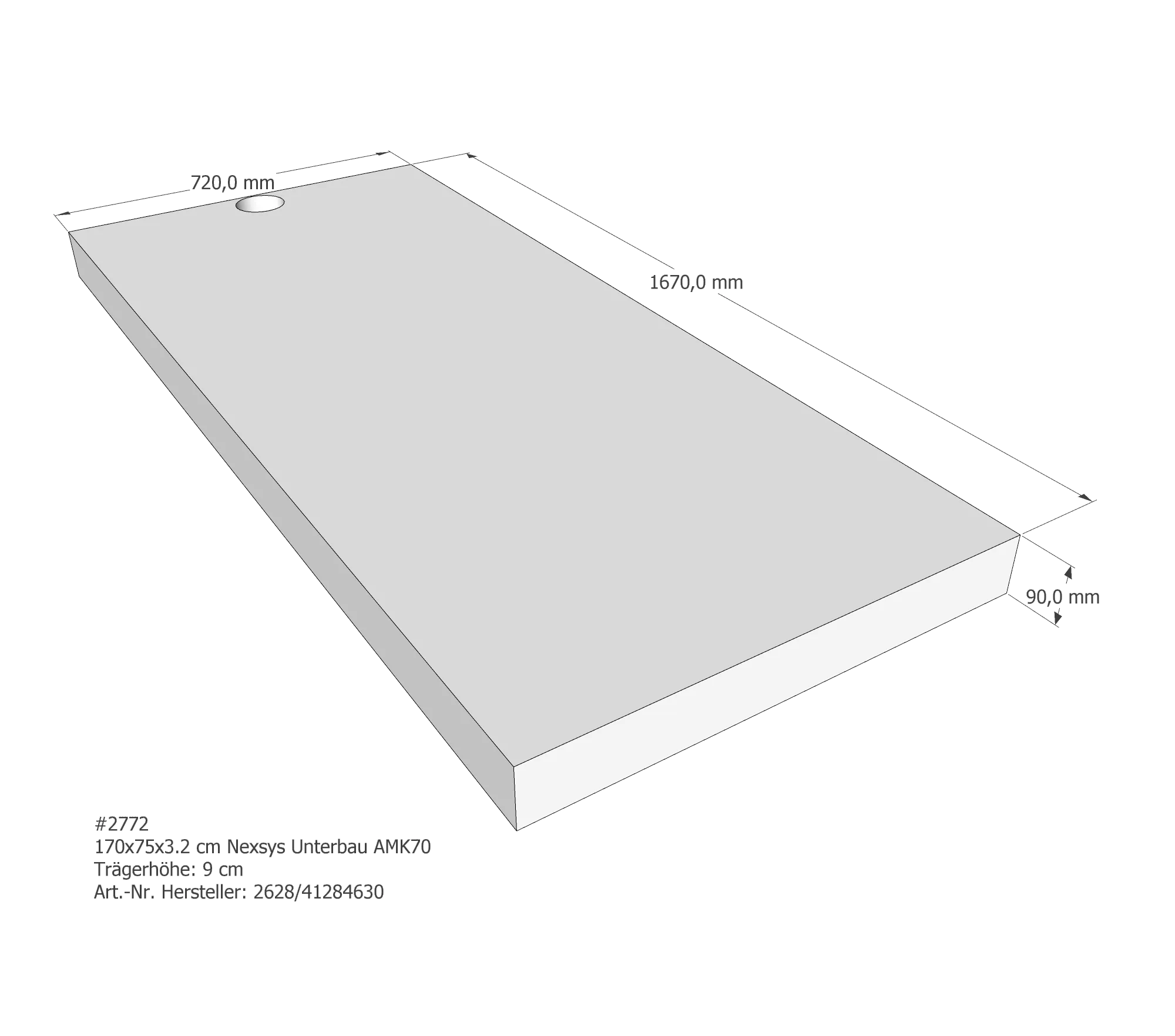 Duschwannenträger passend für Kaldewei Nexsys 170 × 75 × 3,2 cm Breite: 75 cm / Länge: 170 cm