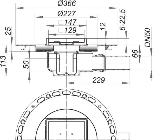 Bodenablauf TistoStone VC 15, DN 50, 150 x 150 mm Bodenablauf TistoStone VC 15, DN 50, 150 x 150 mm