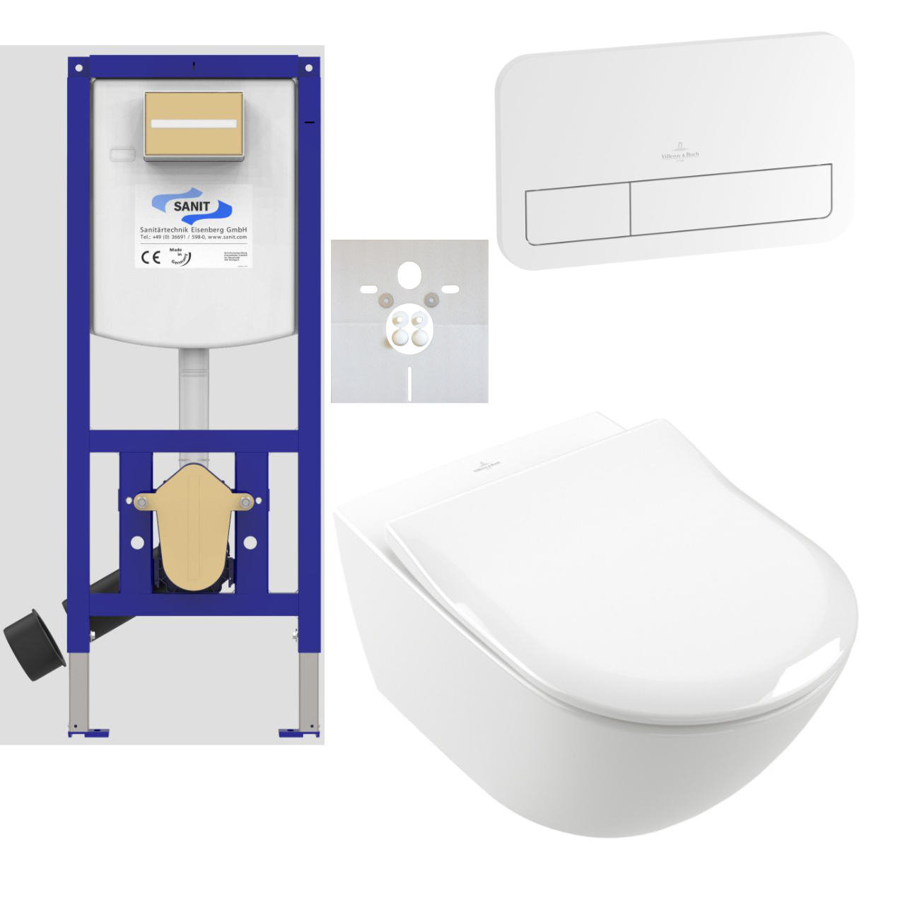 Set-Subway 3.0 CeramicPlus mit Slimseat weiß, ViConnect und Element „Subway 3.0“ ohne Spülrand