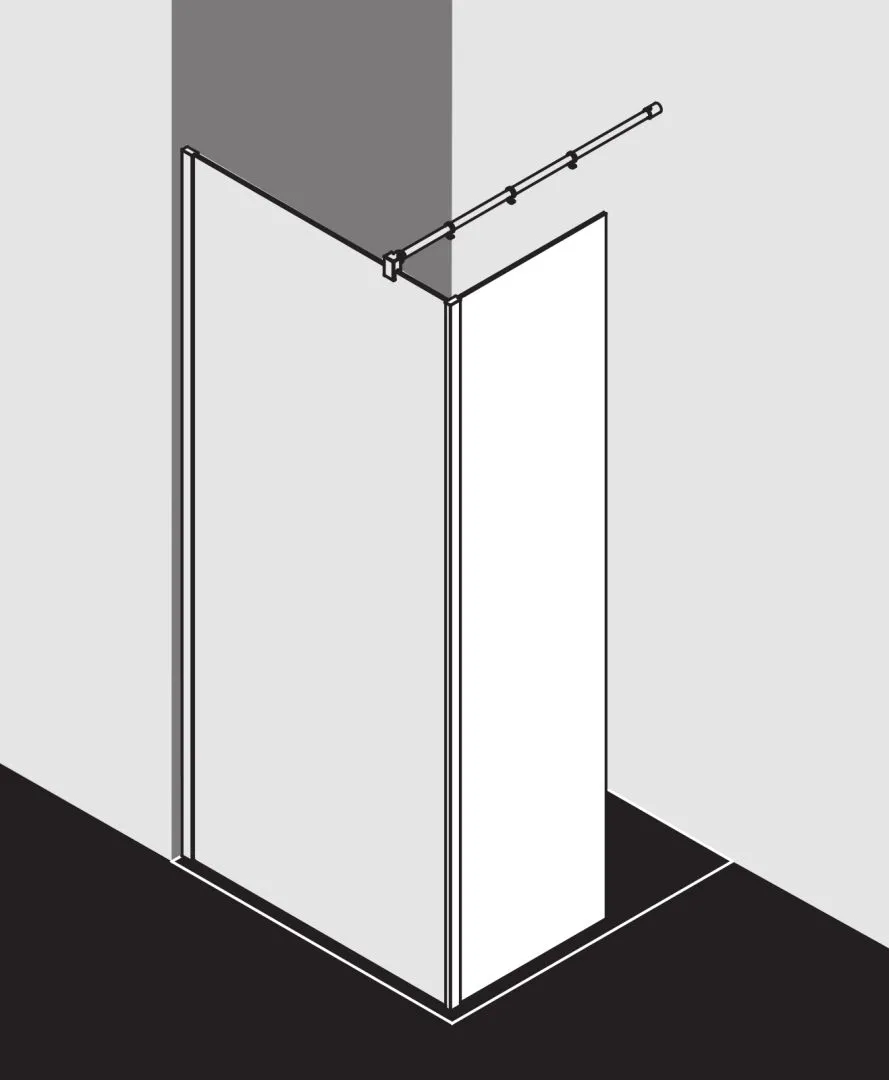Kermi Duschdesign Walk-In-Duschkabine Festfeld im Winkel „WALK-IN XB“ Glas Klar, Profile Silber Hochglanz, BV: 317 - 317 mm H: 2000 mm