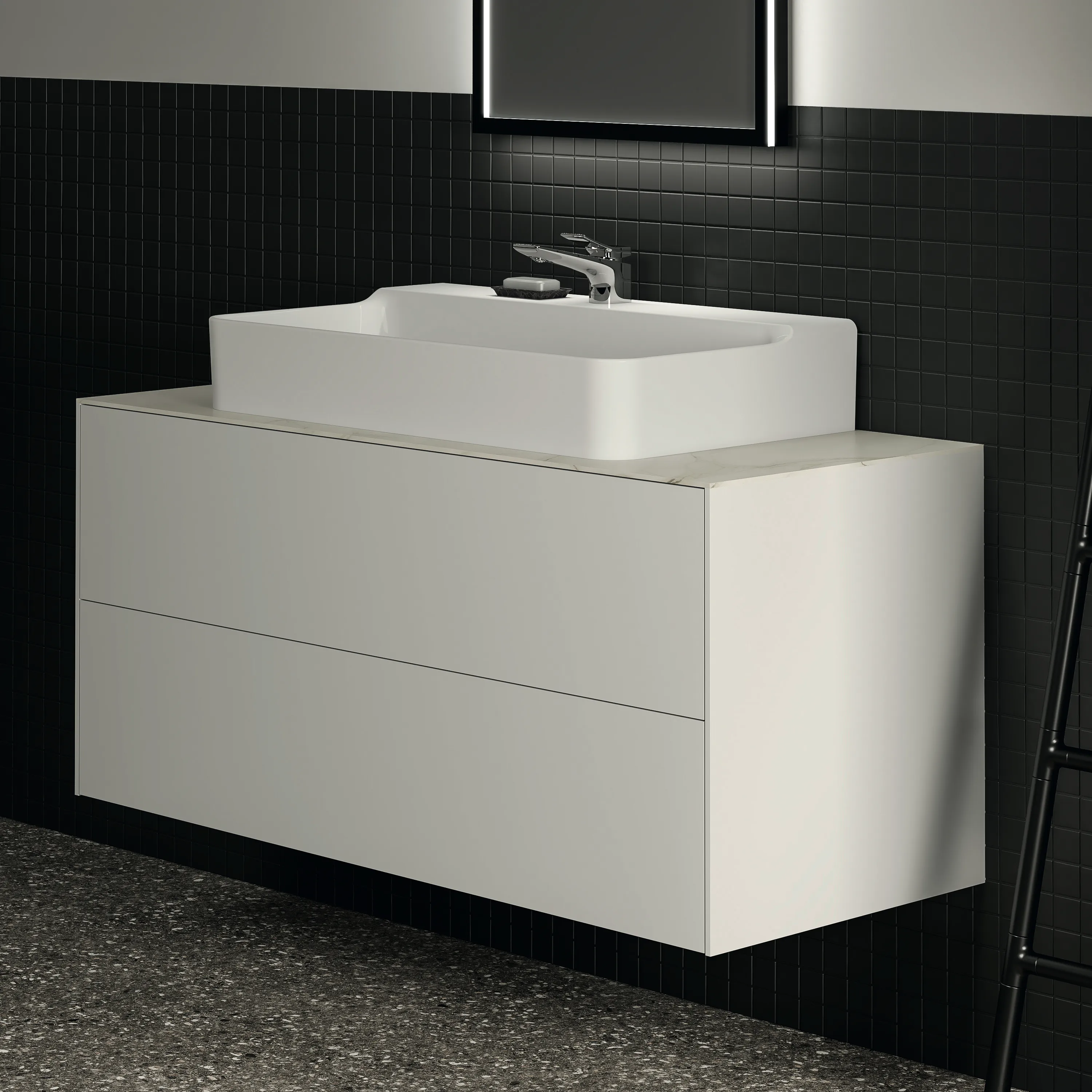 Ideal Standard Waschtischunterschrank Conca, 2 Auszüge, ohne Platte, 1200x505x540mm, Weiß Ideal Standard Waschtischunterschrank Conca, 2 Auszüge, ohne Platte, 1200x505x540mm, Weiß