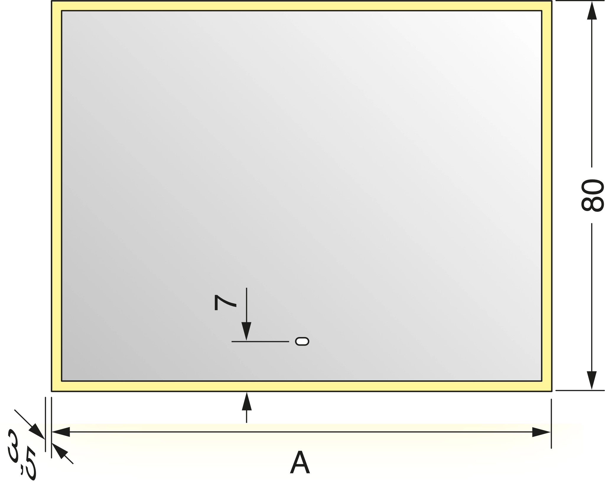 repaBAD Spiegel „Look 5“ 800 mm in Alu Eloxal