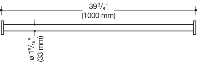 Vorhangstange (USA), Serie 801 L:39 3/8´´, 10 Rg. reinweiß